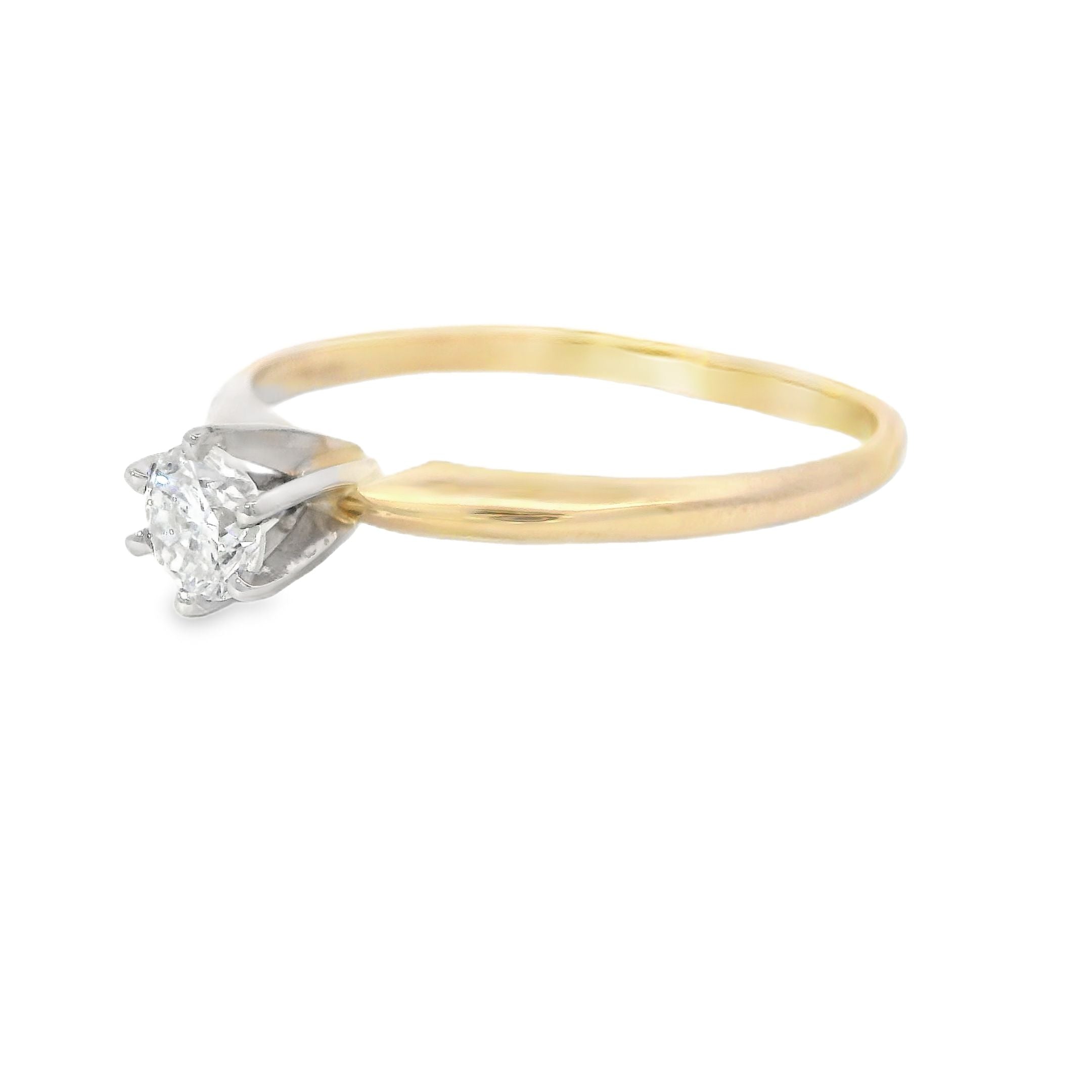 Estate Collection: 14K Yellow Gold 1/3CT. Round Diamond Solitaire Engagement Ring