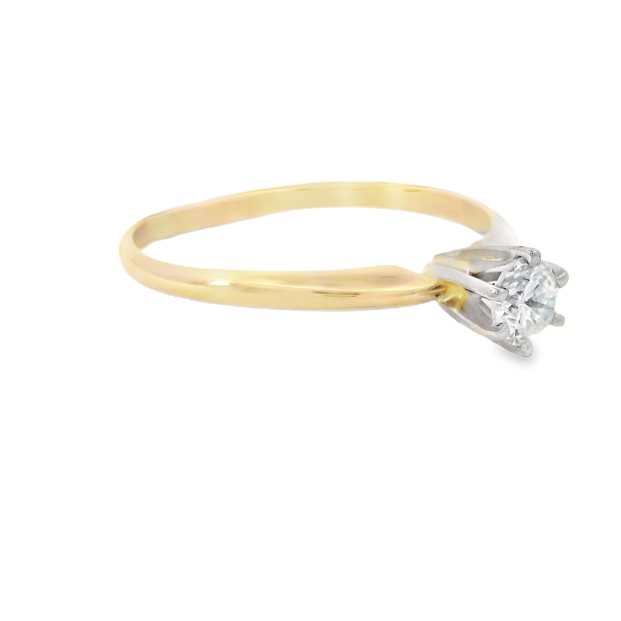 Estate Collection: 14K Yellow Gold 1/3CT. Round Diamond Solitaire Engagement Ring