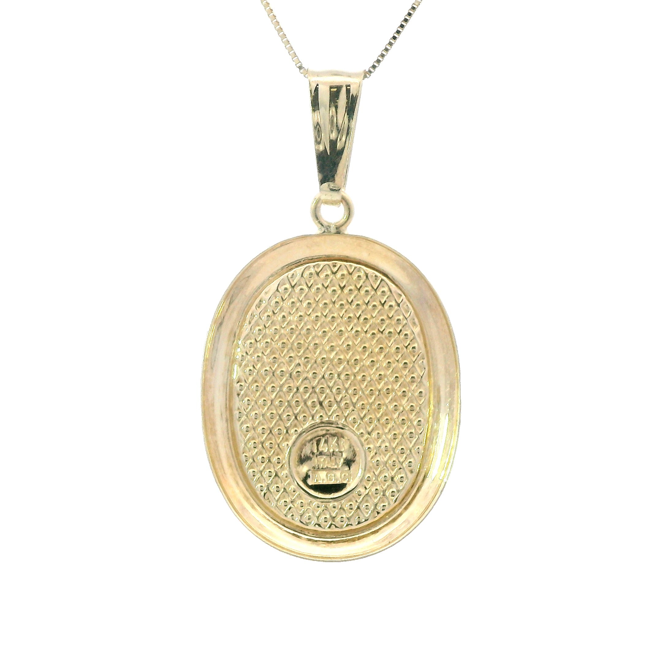 Estate Collection: 14K Yellow Gold Oval Mother & Child Pendant with Chain