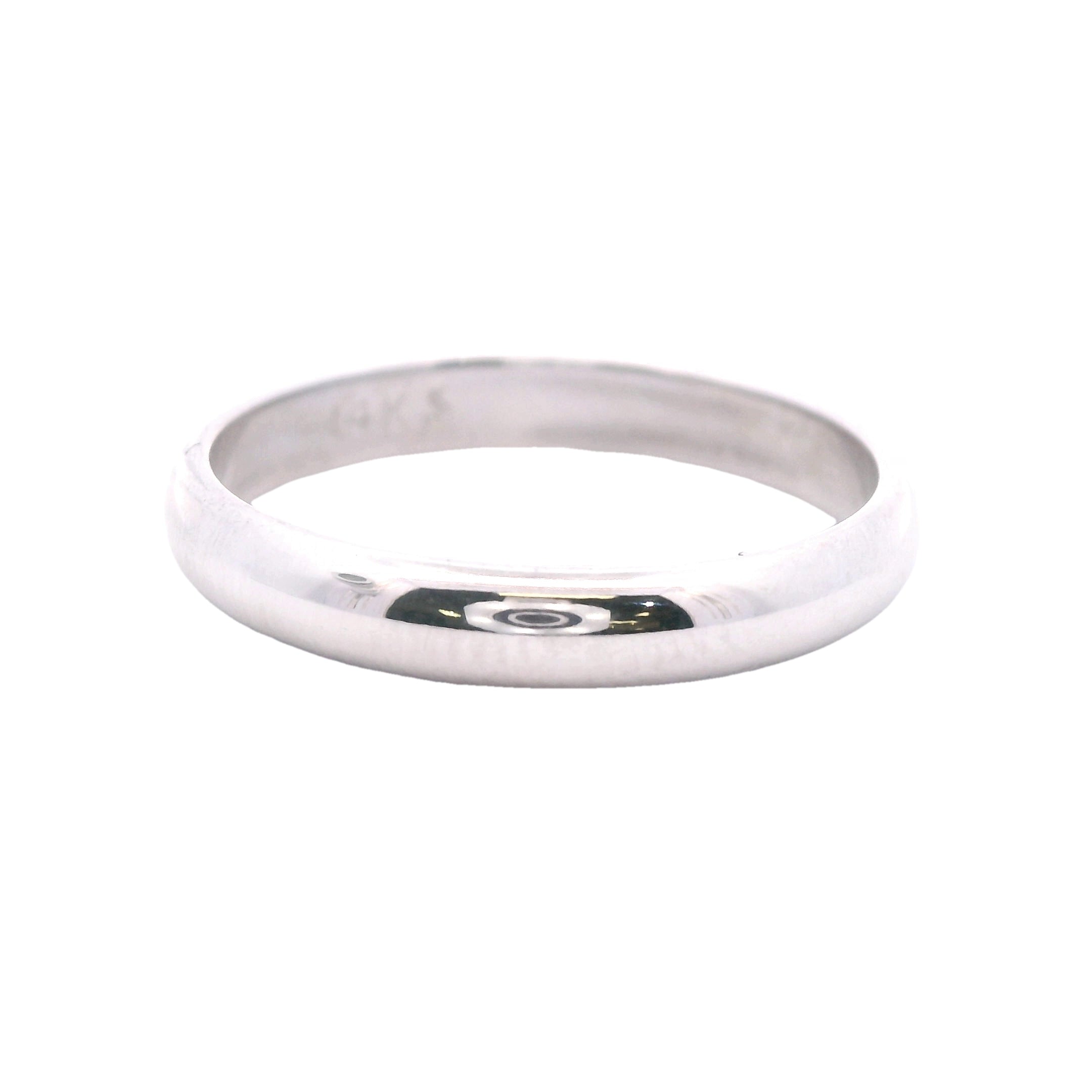 Estate Collection: 14K White Gold 3MM Polished Rounded Wedding Band