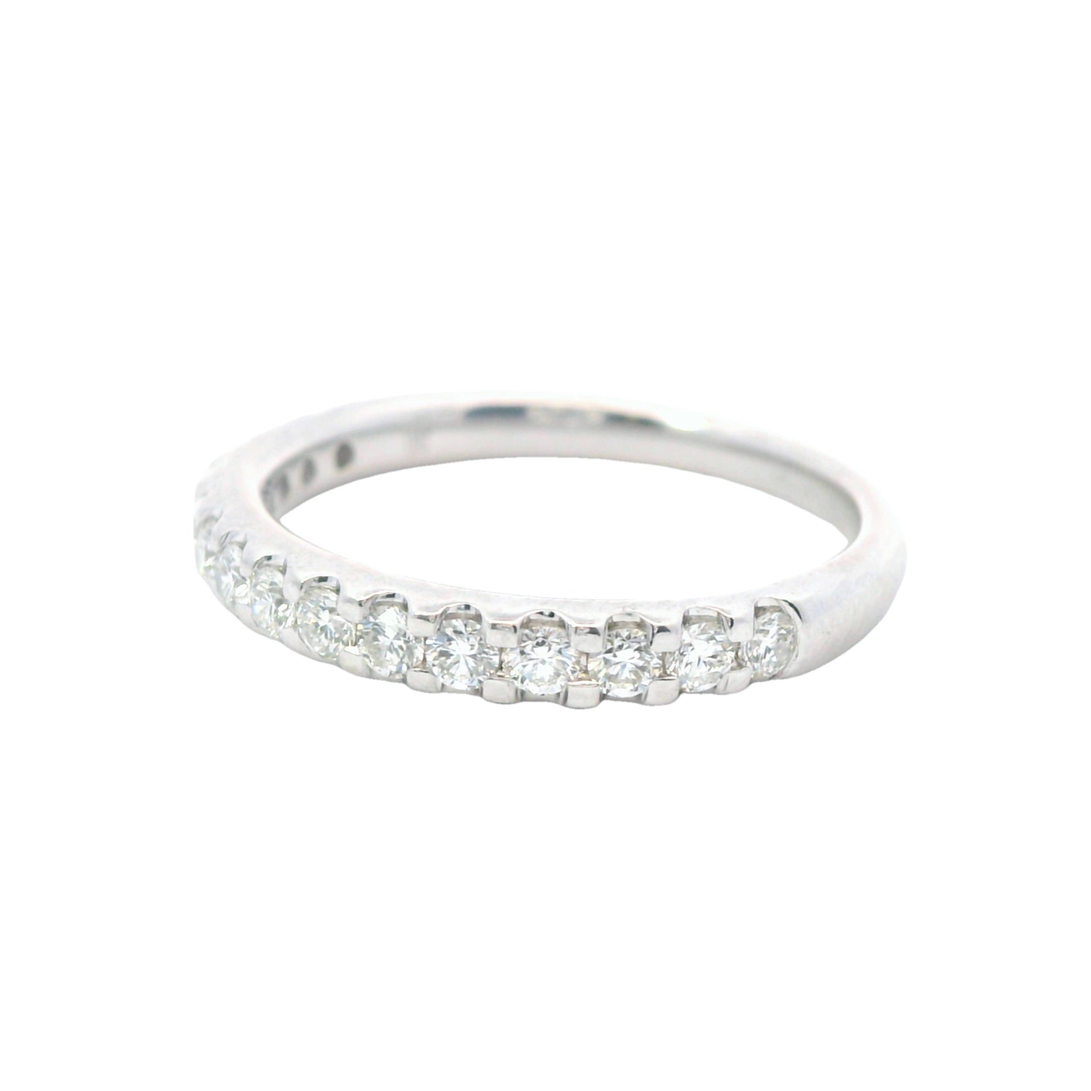 Estate Collection: 14K White Gold Round Prong-Set Diamond Wedding Band