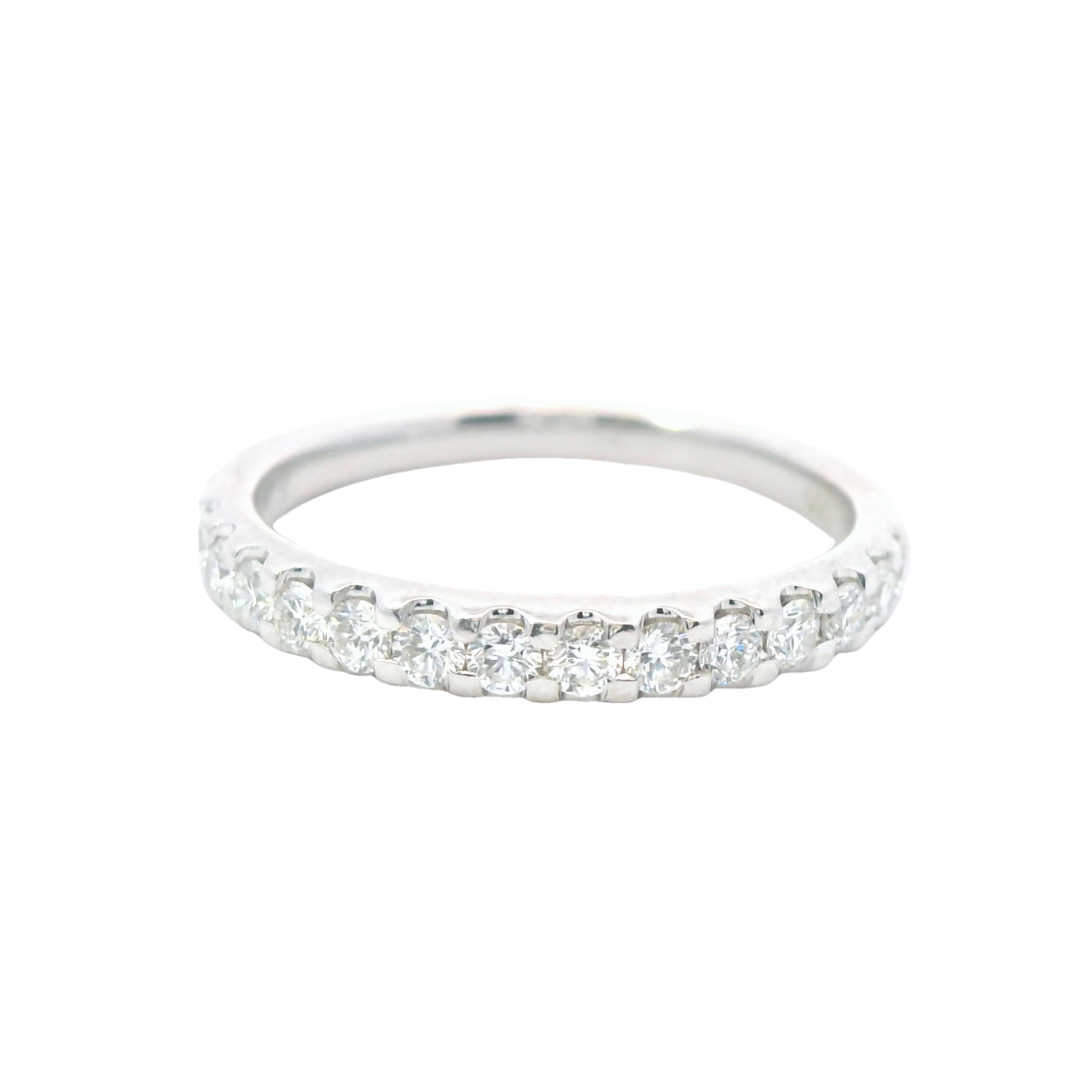 Estate Collection: 14K White Gold Round Prong-Set Diamond Wedding Band