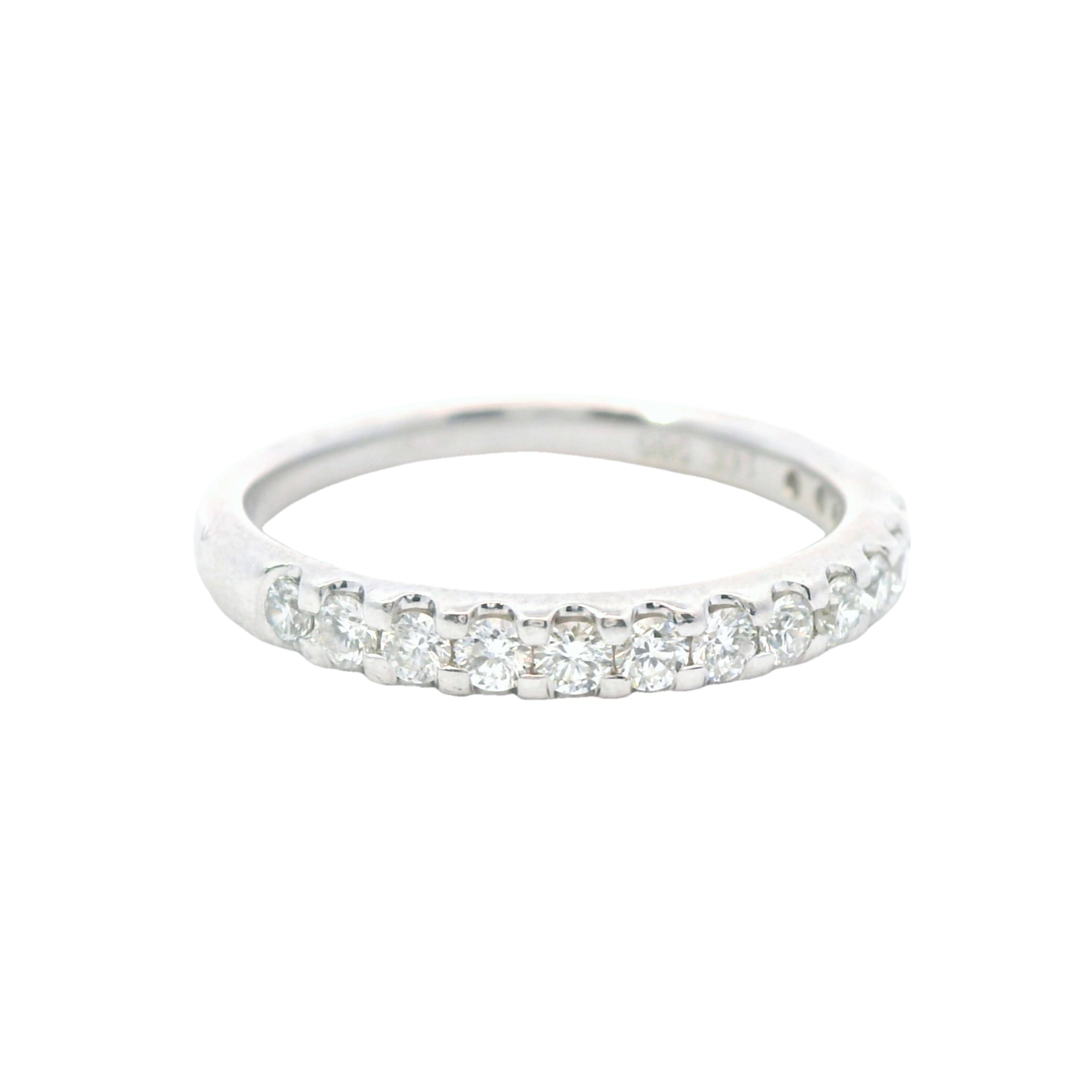 Estate Collection: 14K White Gold Round Prong-Set Diamond Wedding Band