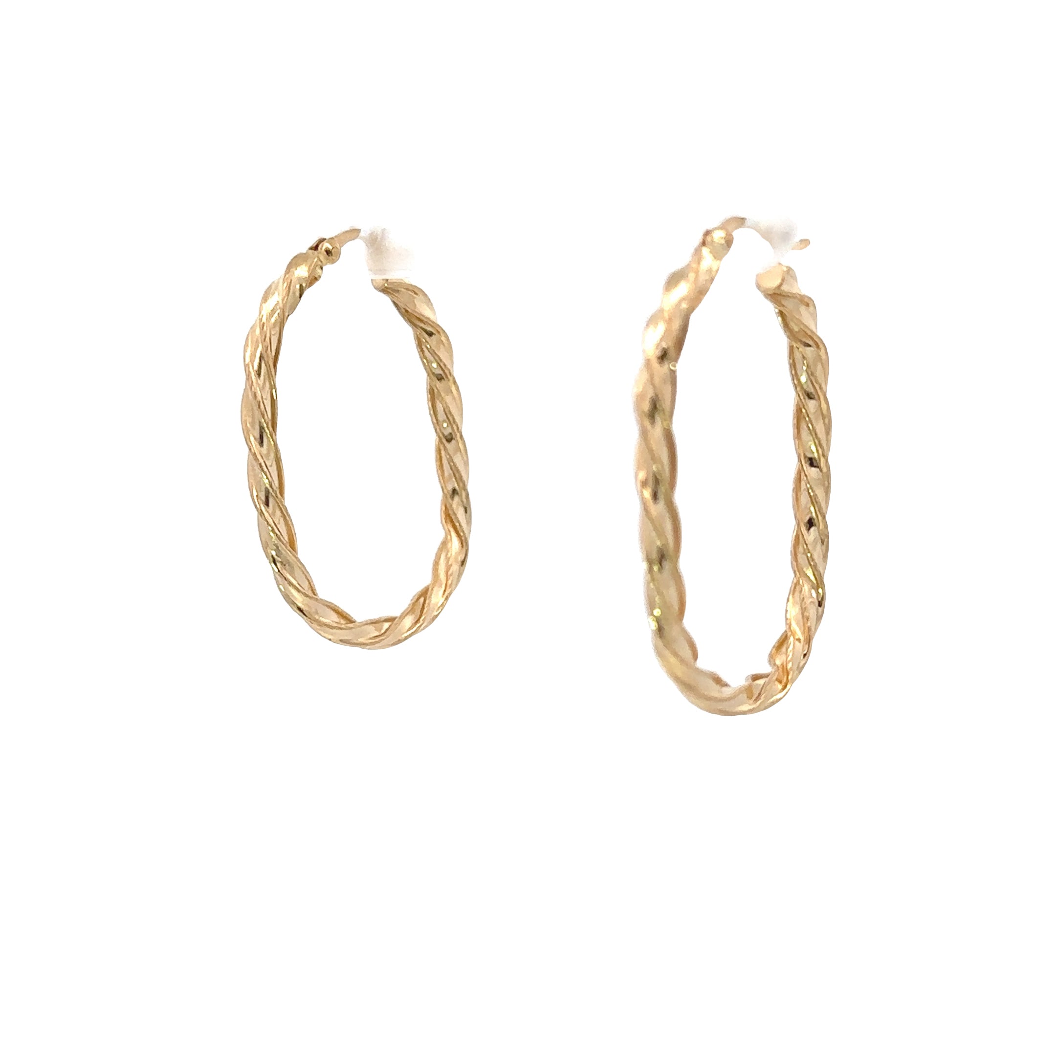 Estate Collection: 14K Yellow Gold Twist Oval Hoop Earrings