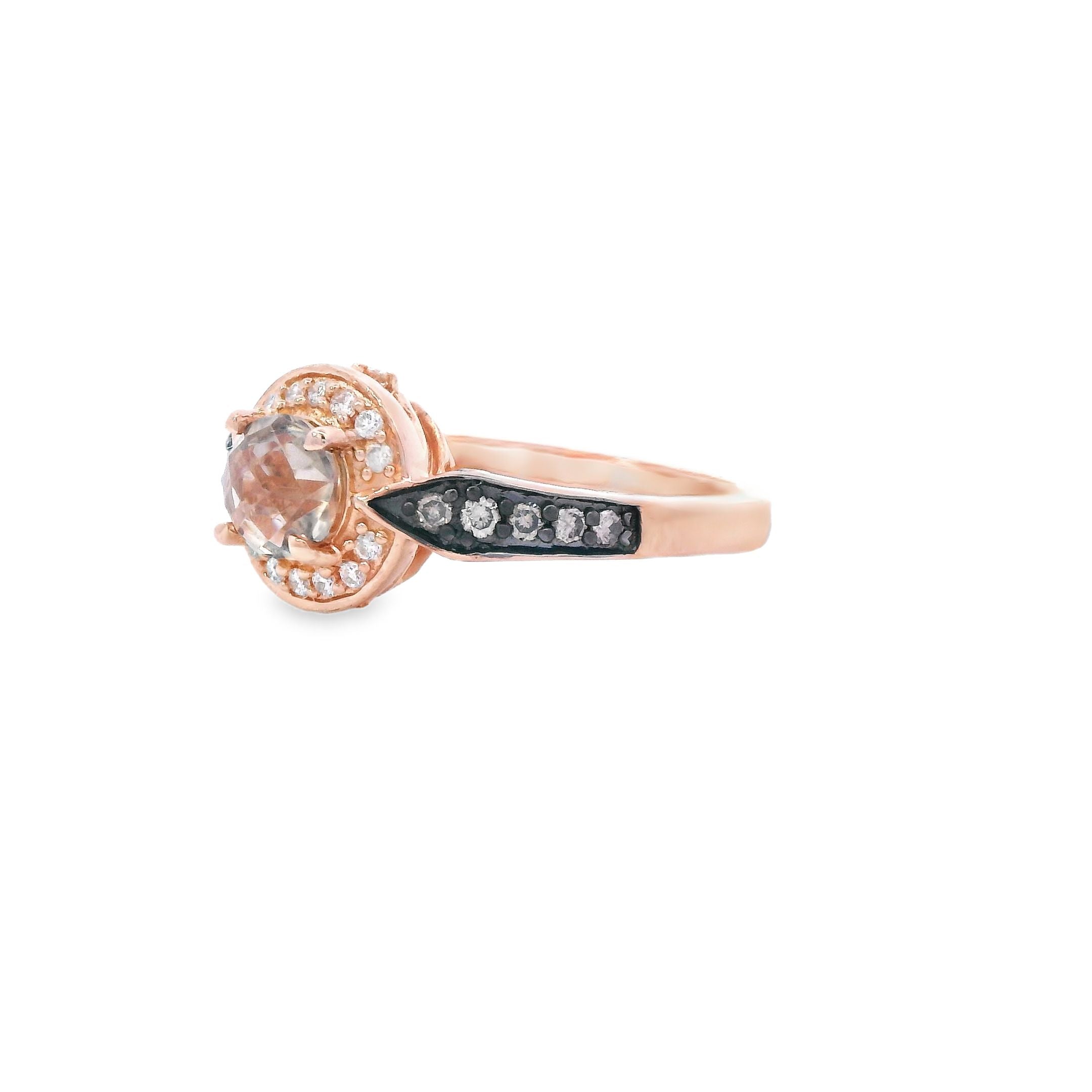 Estate Collection: 14K Rose Gold Le Vian Rose-Cut Gemstone & Diamond Halo Ring