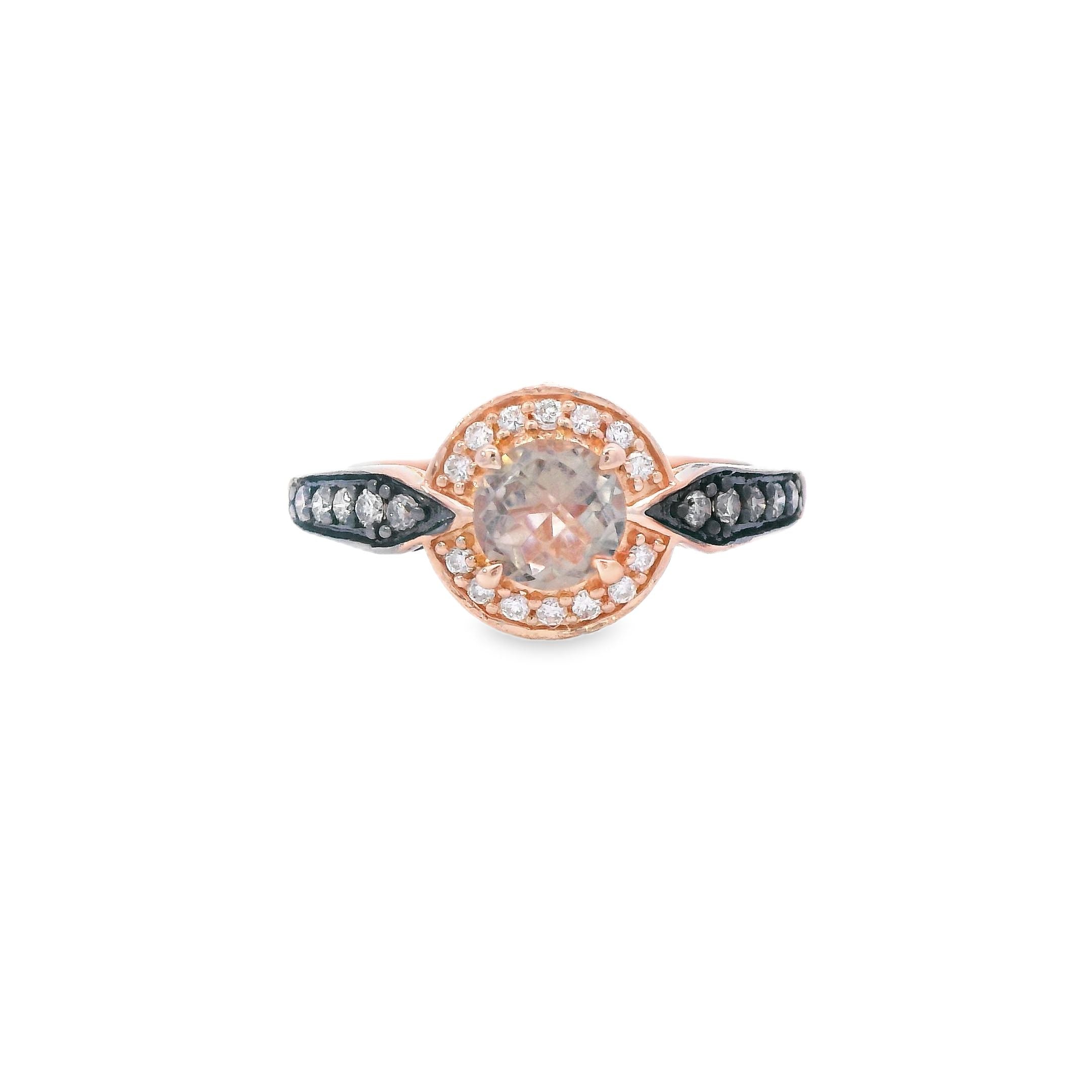 Estate Collection: 14K Rose Gold Le Vian Rose-Cut Gemstone & Diamond Halo Ring