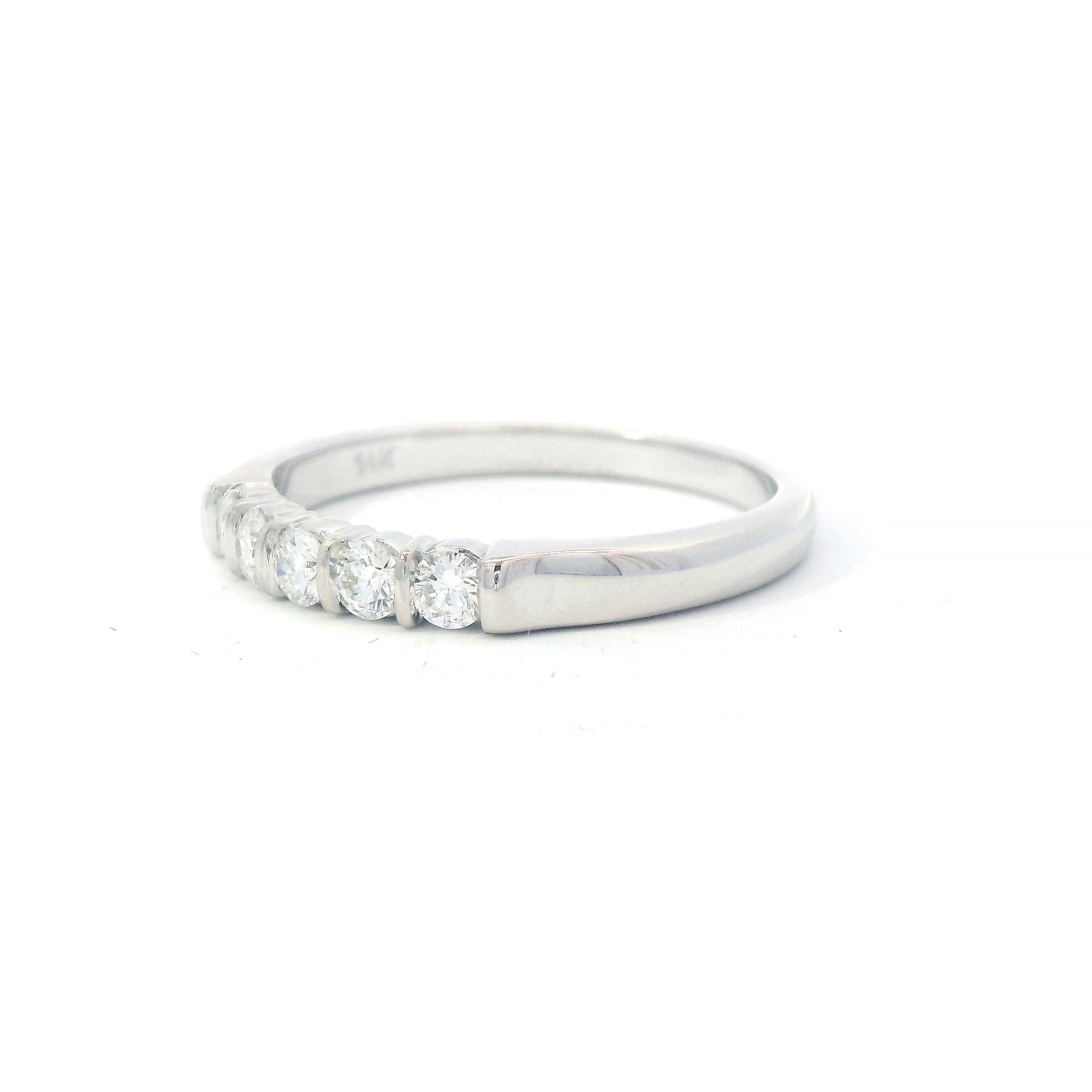 Estate Collection: 14K White Gold 5-Across Bar-Set Diamond Band