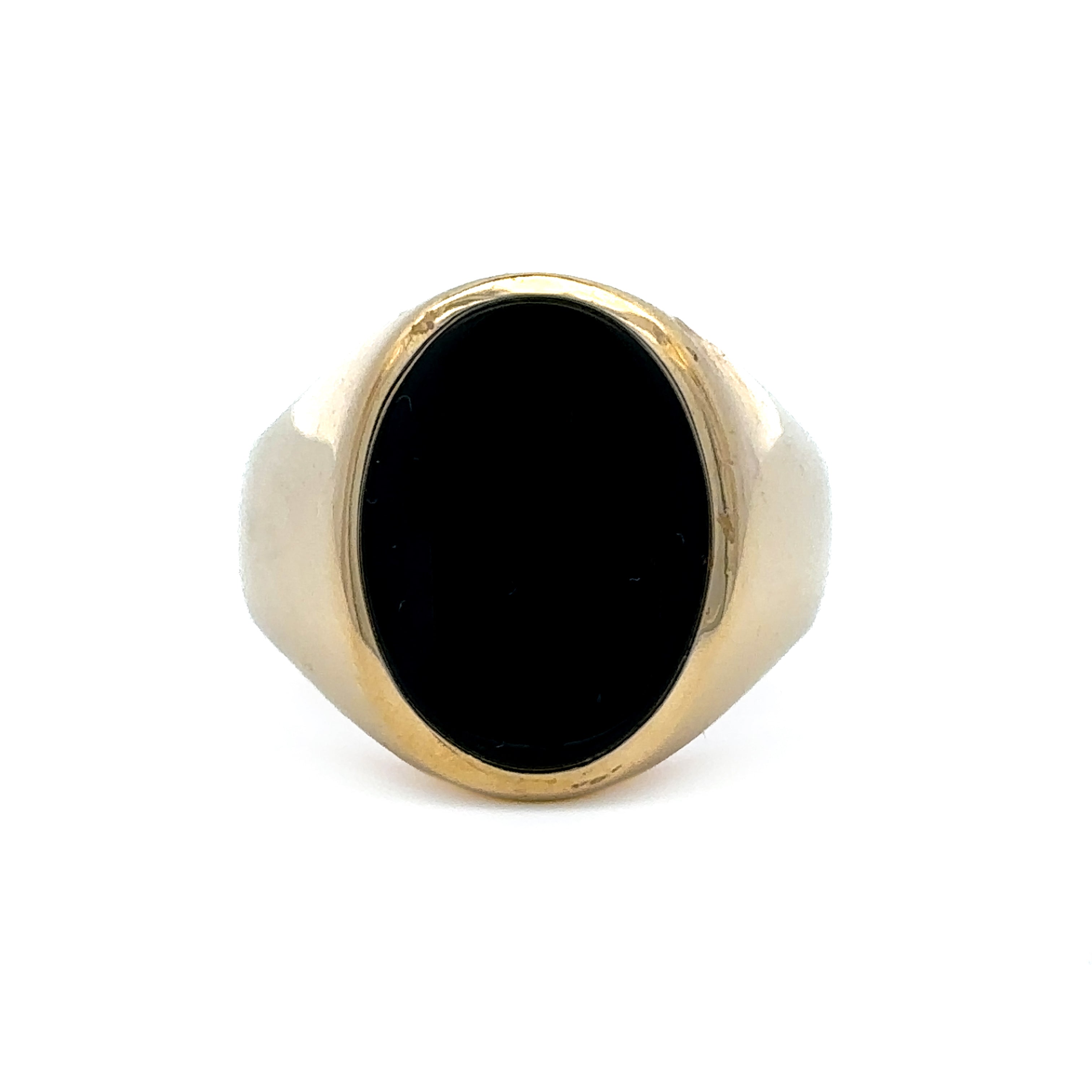 Estate Collection: 14K Yellow Gold Oval Black Stone Ring