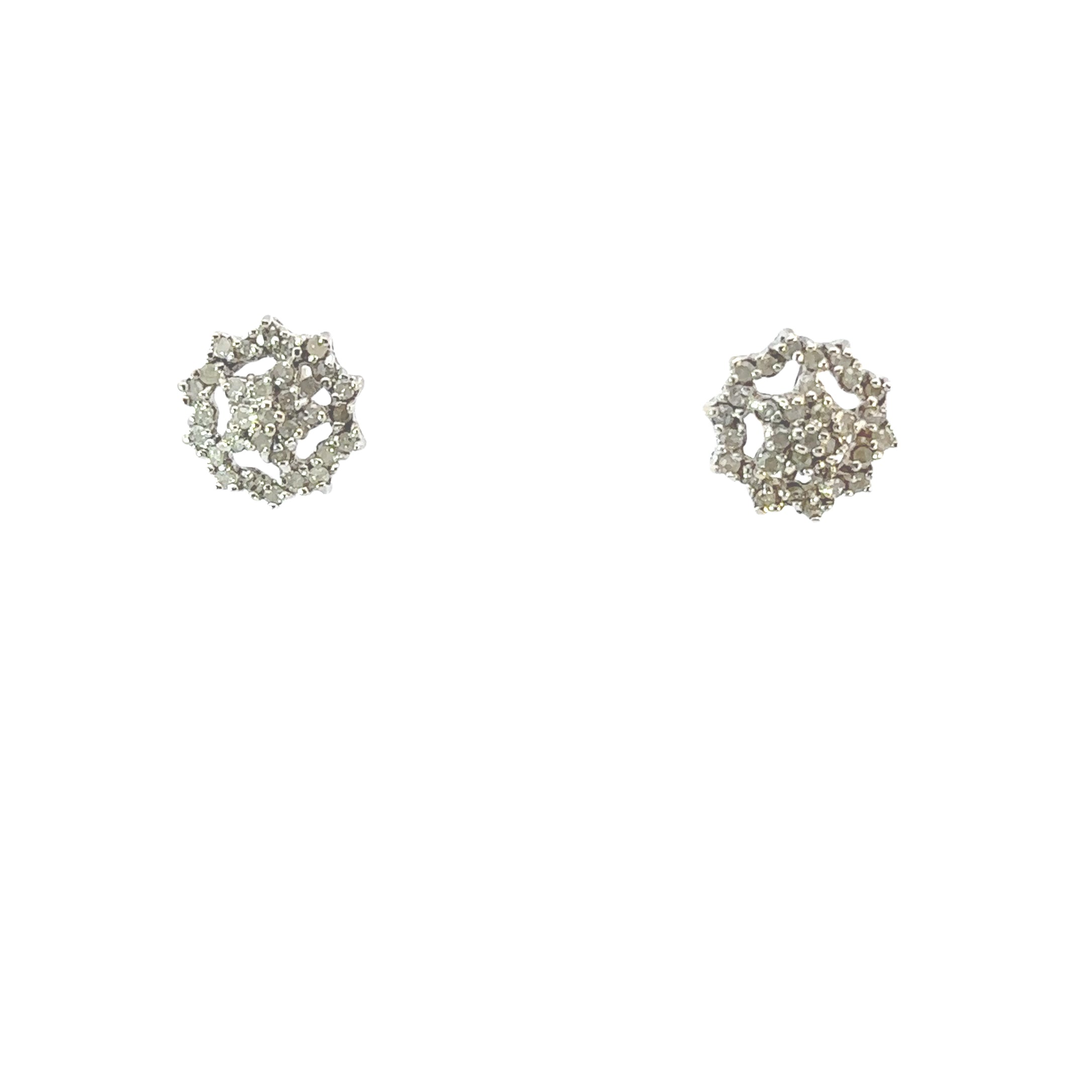 Estate Collection: 10K Yellow Gold Elegant Diamond Cluster Stud Earrings