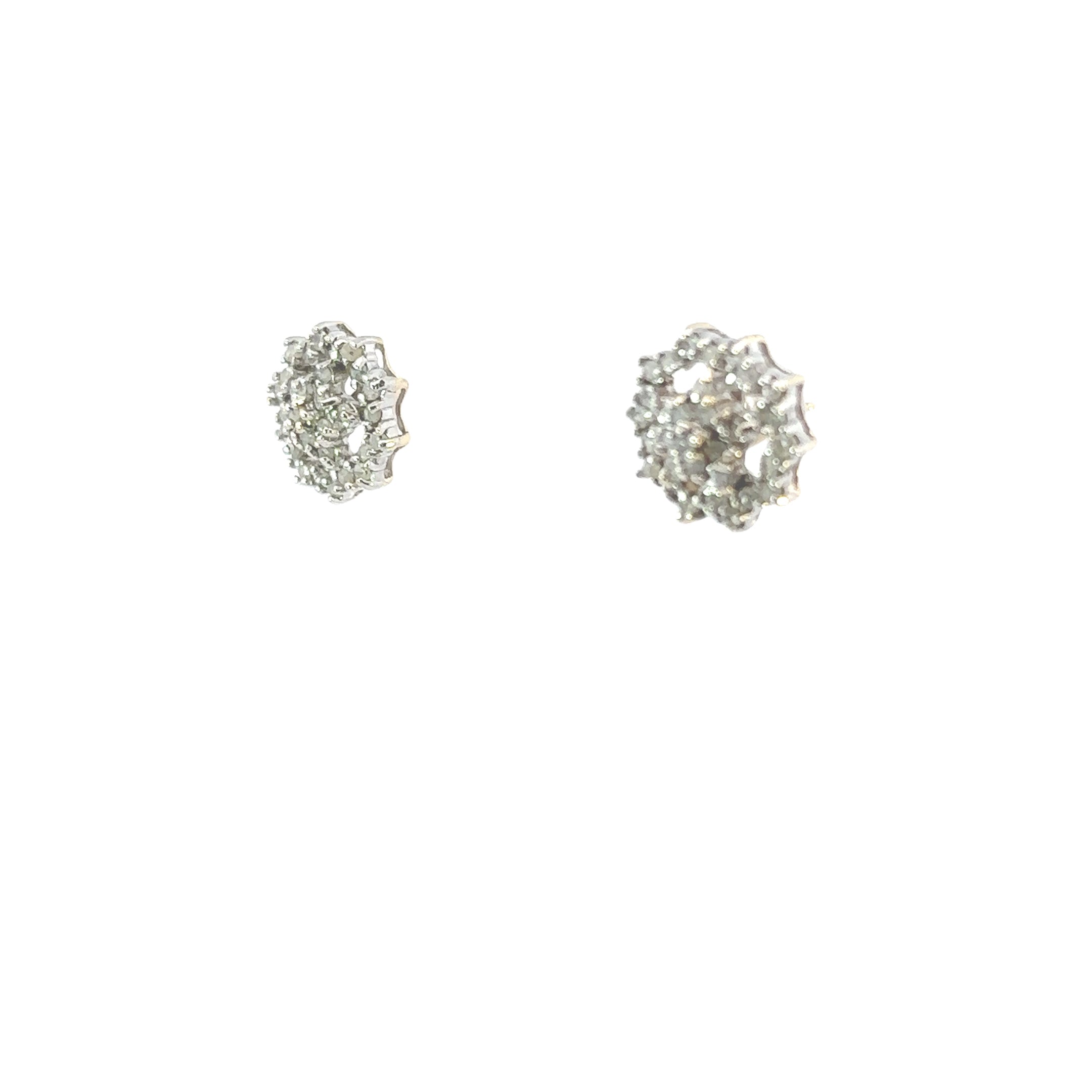 Estate Collection: 10K Yellow Gold Elegant Diamond Cluster Stud Earrings