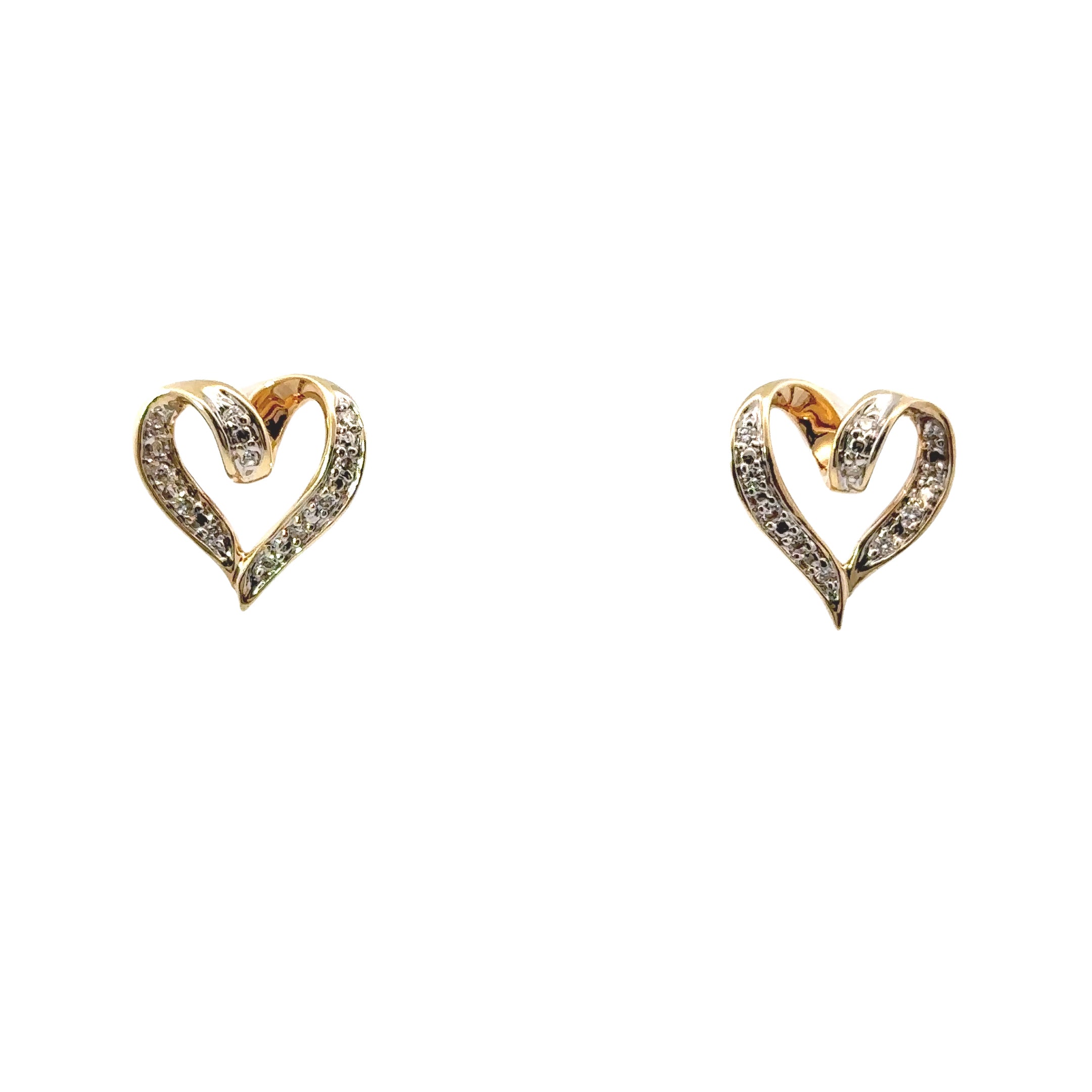 Estate Collection: 14K Yellow Gold Diamond Twist Heart Stud Earrings