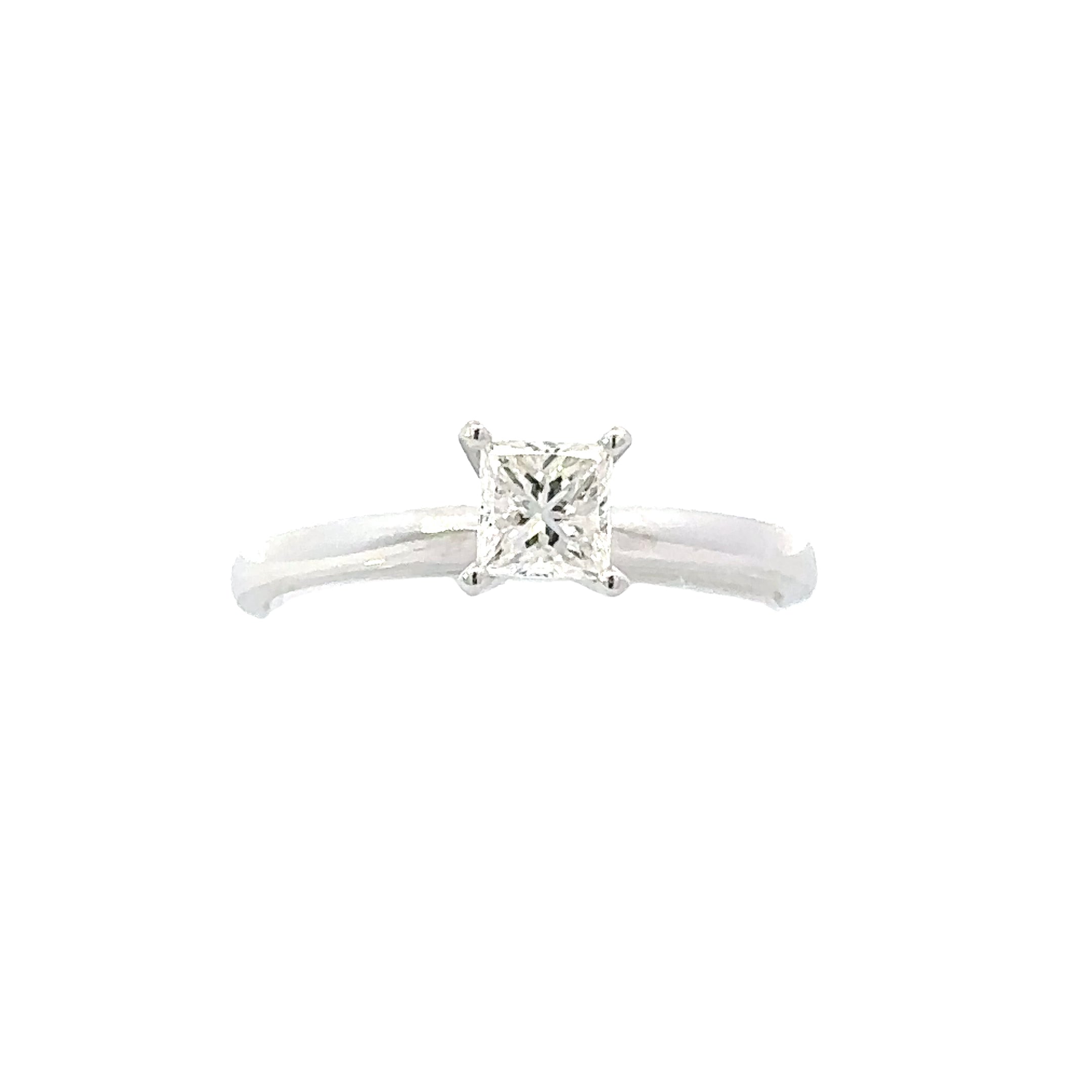 Estate Collection: 14K White Gold 3/8CT. Princess-Cut Diamond Solitaire Engagement Ring