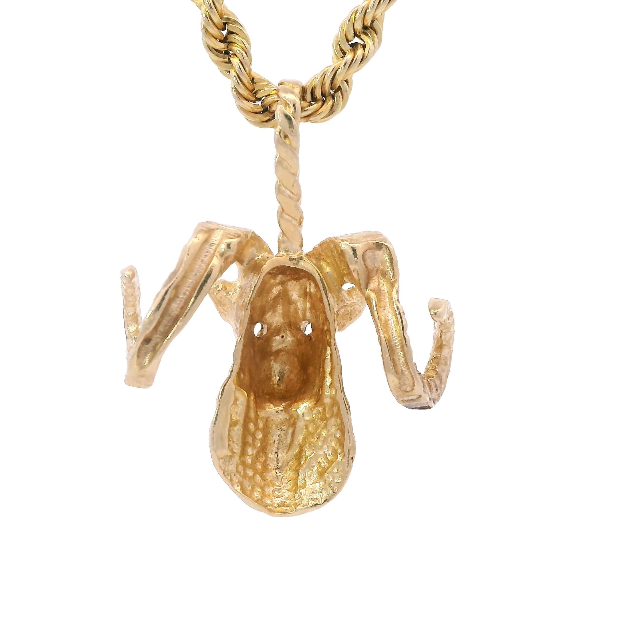Estate Collection: 14K Yellow Gold Ram's Head Pendant without Chain