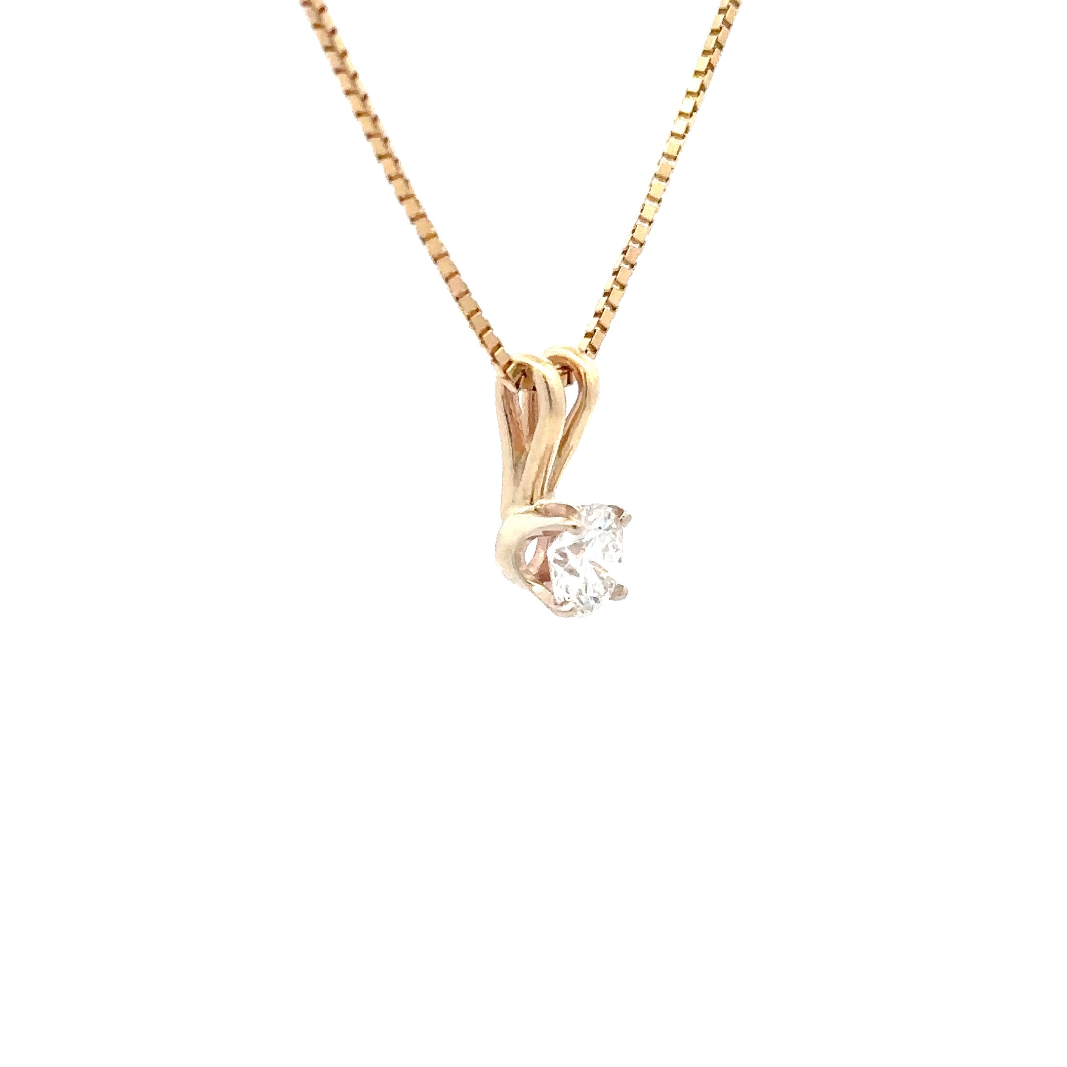 Estate Collection: 14K Yellow Gold 2/3CT. Diamond Solitaire Pendant Necklace