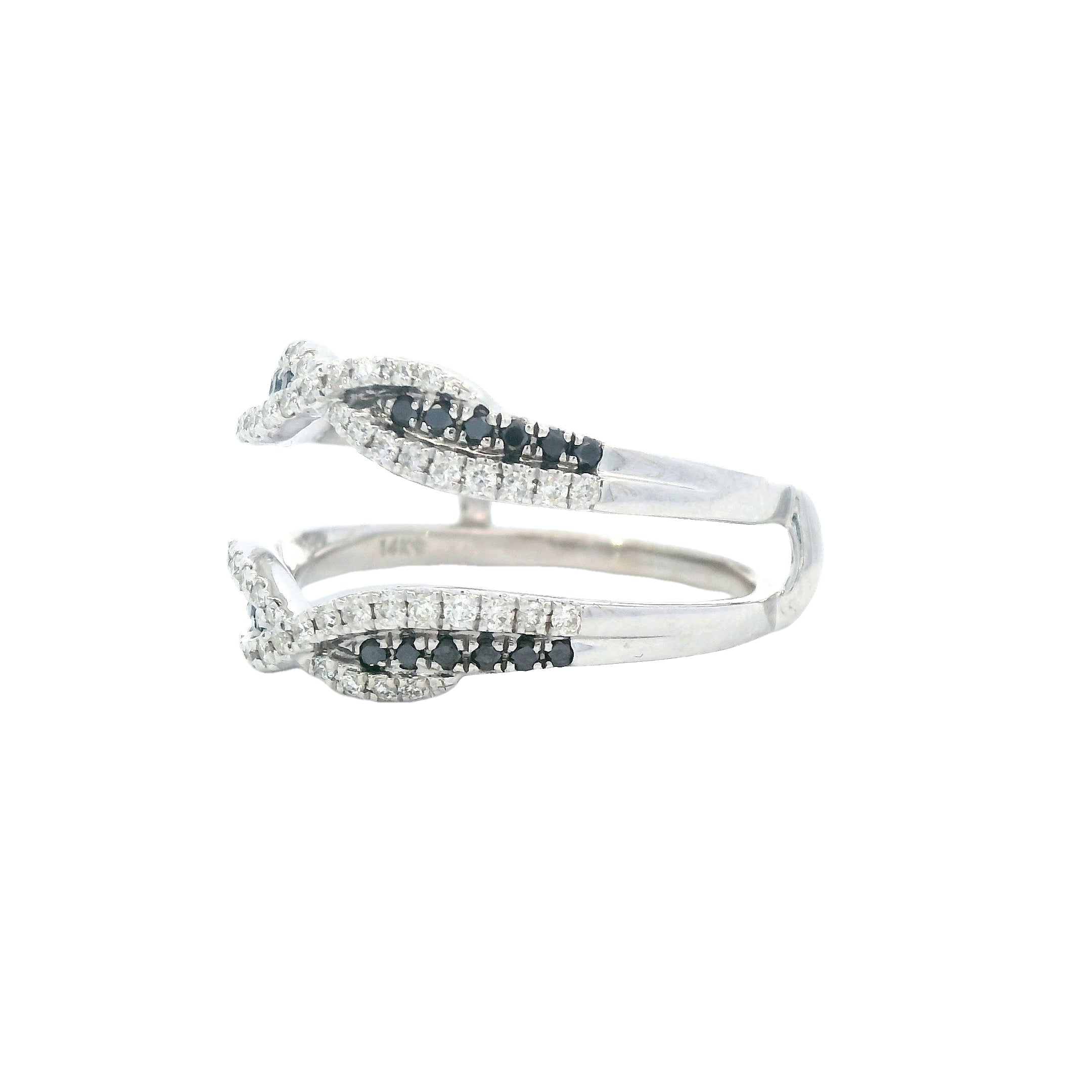 Estate Collection: 14K White Gold White & Black Diamond Twisting Ring Wrap