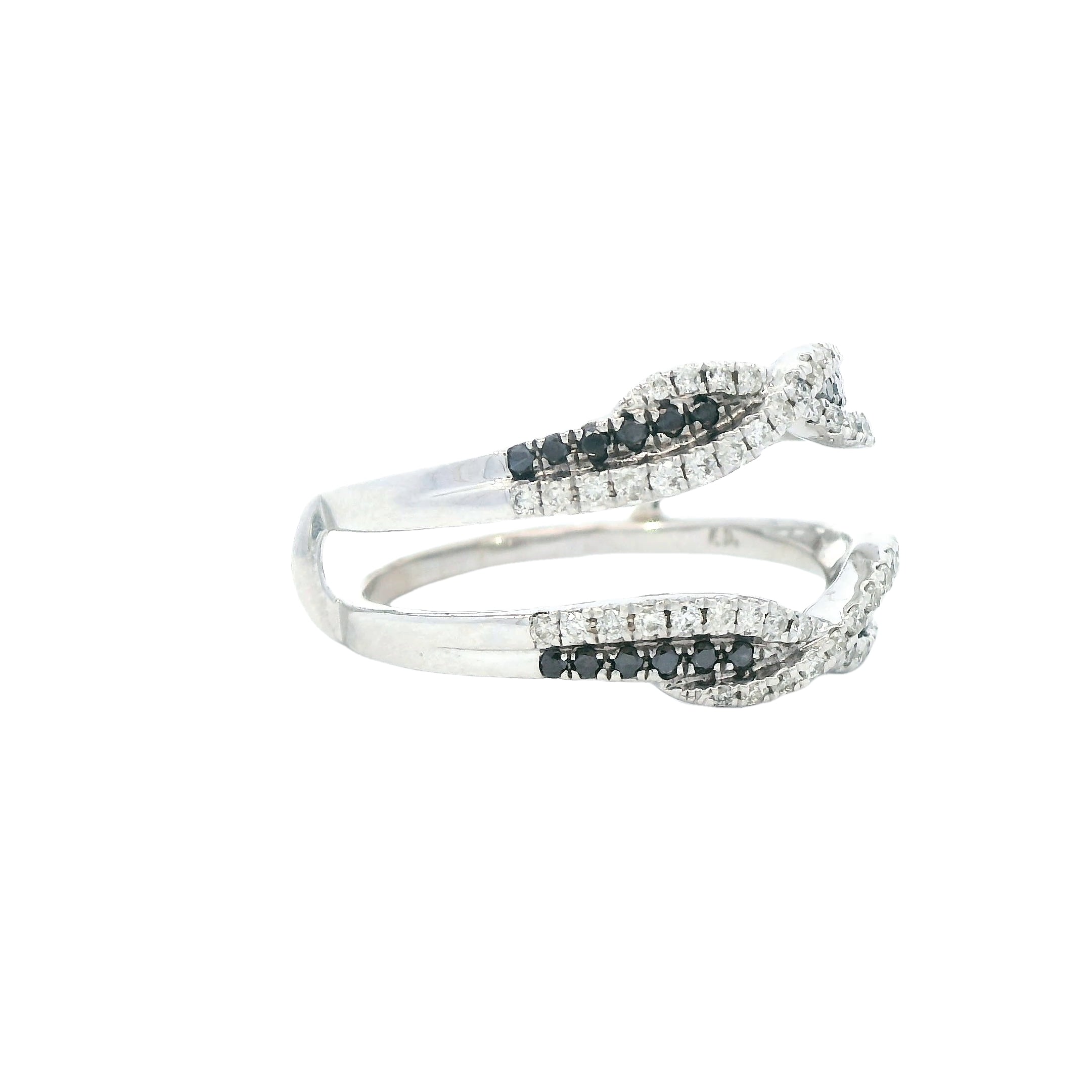 Estate Collection: 14K White Gold White & Black Diamond Twisting Ring Wrap