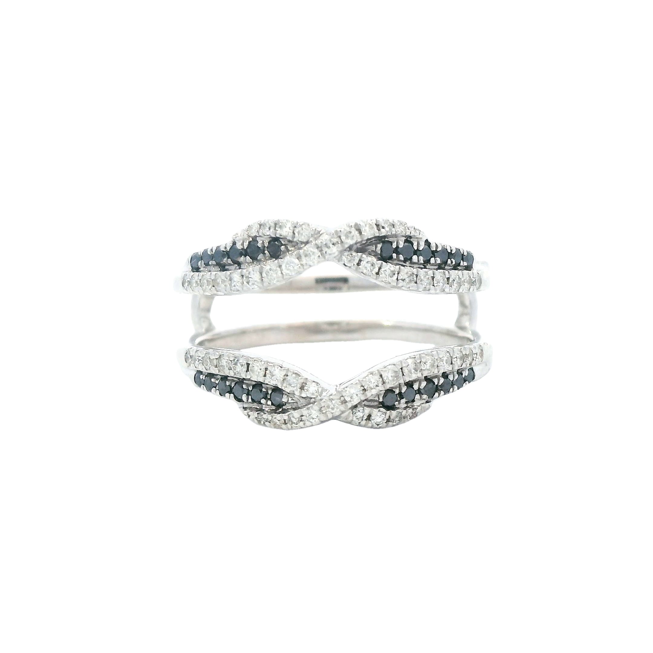 Estate Collection: 14K White Gold White & Black Diamond Twisting Ring Wrap