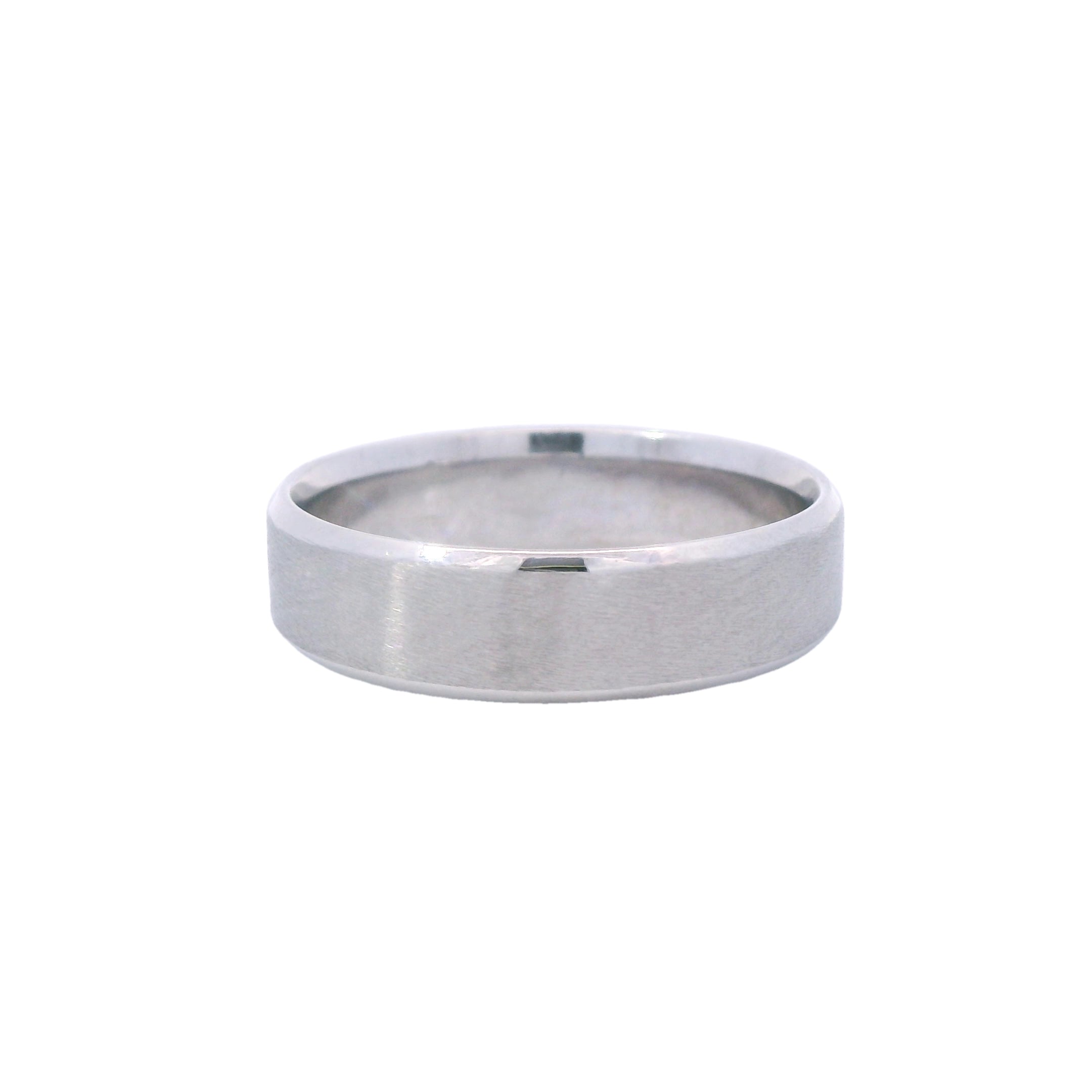 Estate Collection: 14K White Gold 6MM Brushed-Finish Beveled-Edge Men's Band