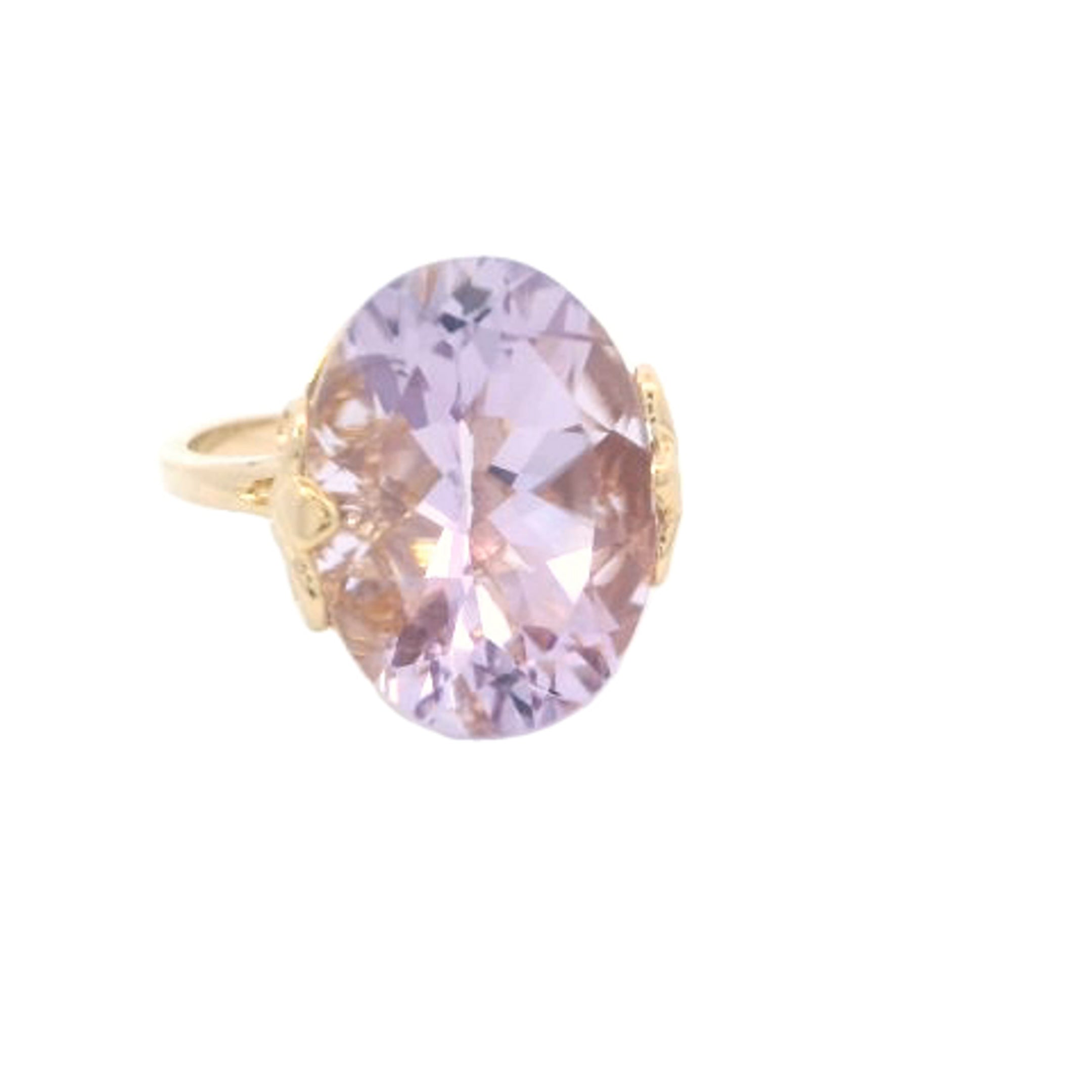 Estate Collection: 14K Yellow Gold Large Oval Amethyst Statement Ring