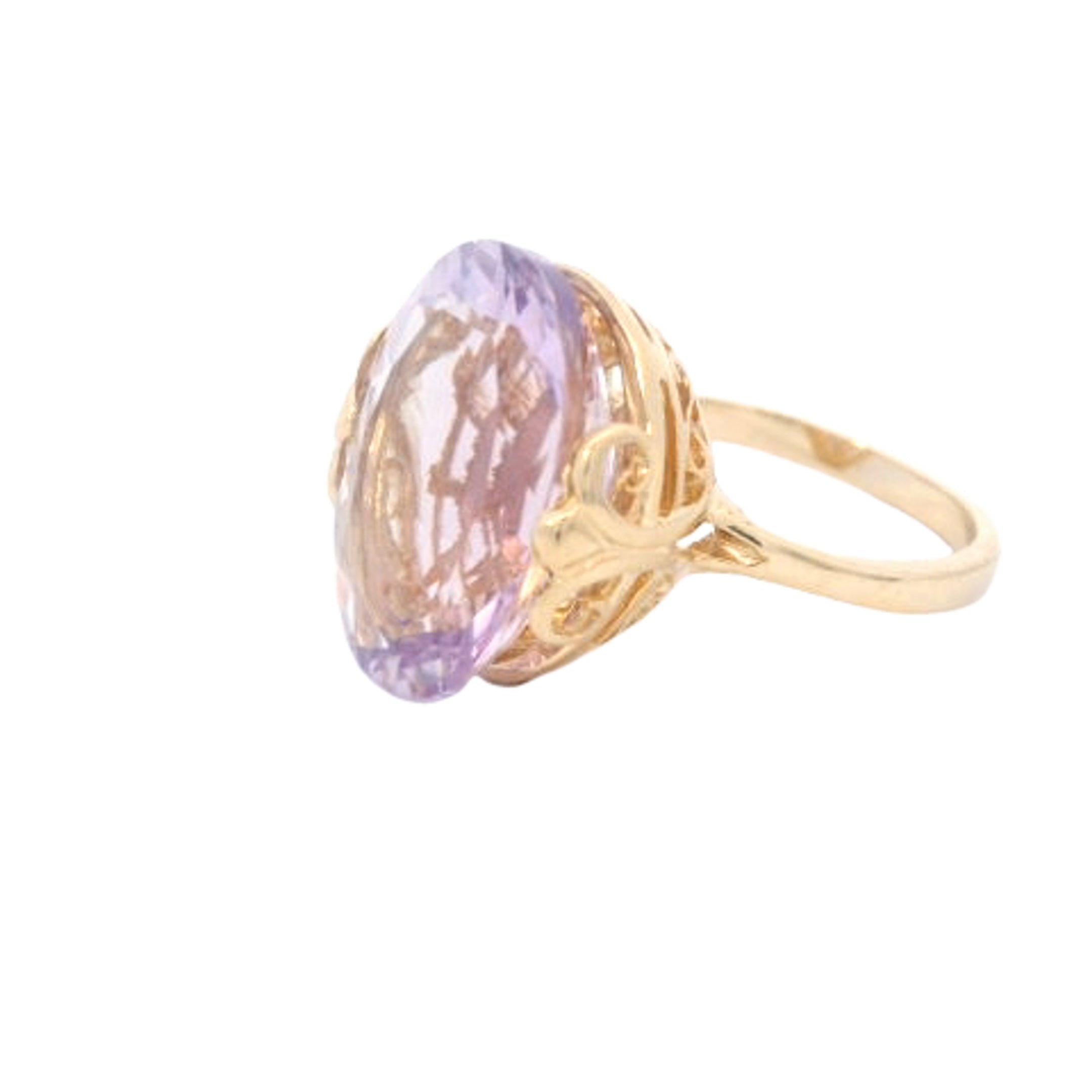 Estate Collection: 14K Yellow Gold Large Oval Amethyst Statement Ring