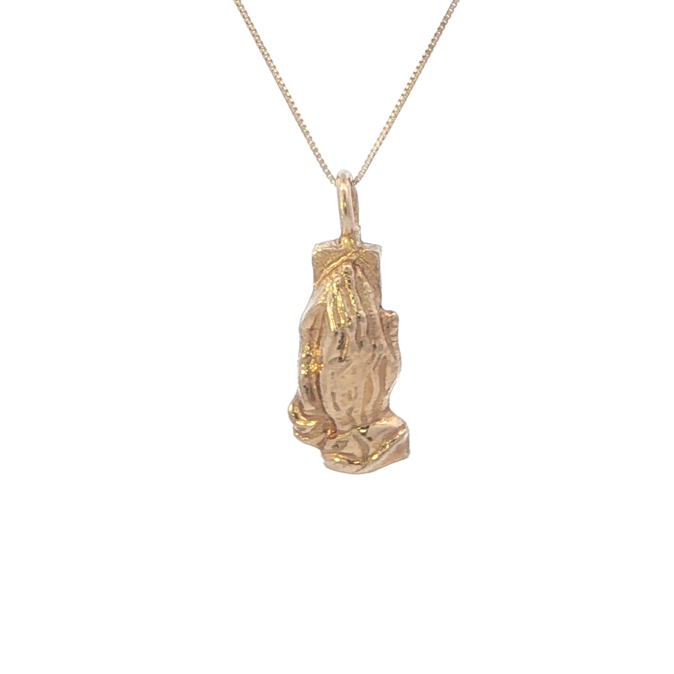 Estate Collection: 18K Yellow Gold Praying Hands Pendant without Chain