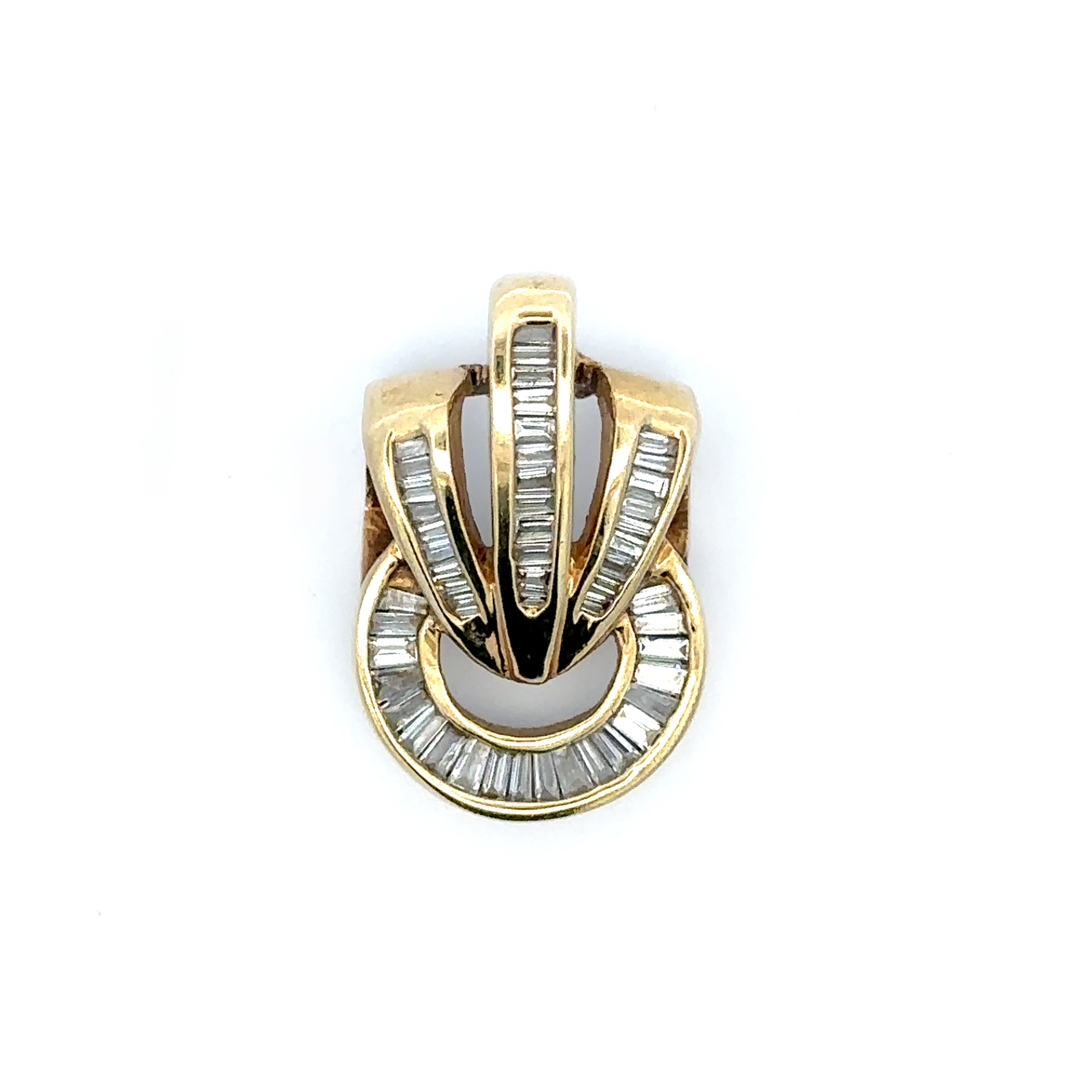 Estate Collection: 14K Yellow Gold Natural Baguette Diamond Slide Pendant (Without Chain)