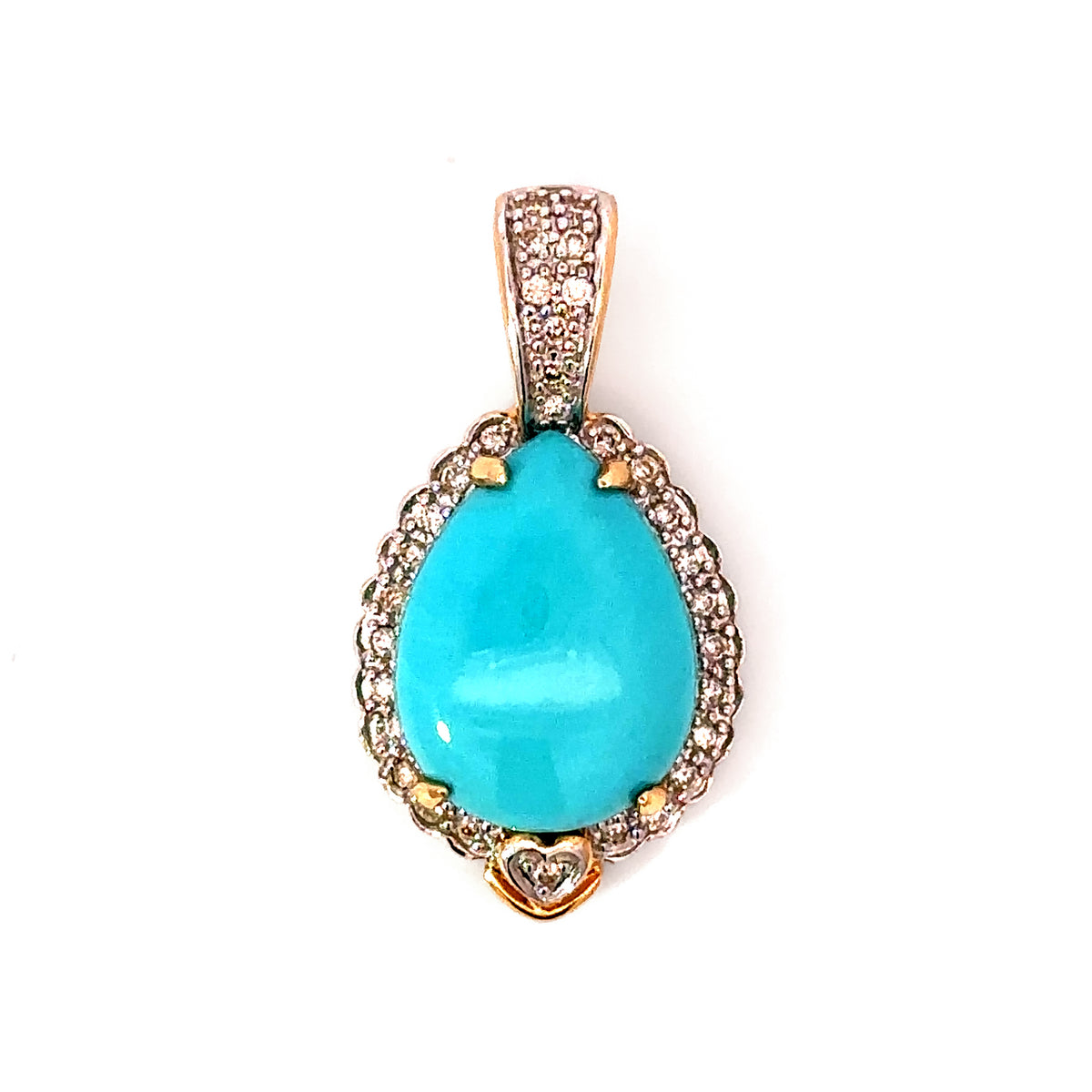 Estate Collection: Le Vian 14K Honey Gold Pear Sleeping Beauty Turquoise Diamond Halo Pendant (without chain)