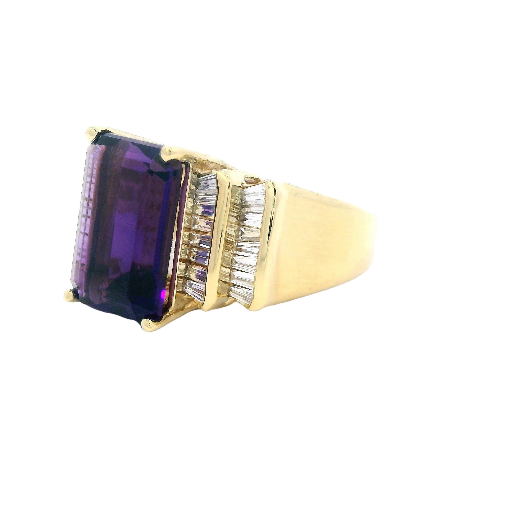 Estate Collection: 18K Yellow Gold Amethyst and Diamond Cocktail Statement Ring