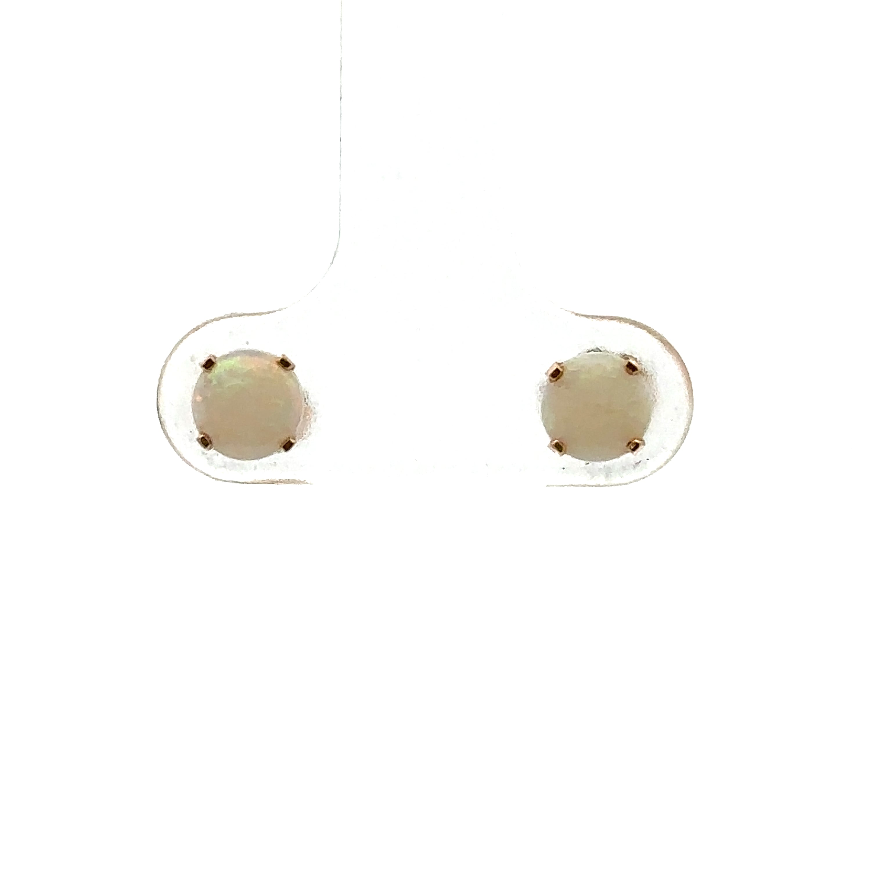 Estate Collection: 14K Yellow Gold 4-Prong Opal Stud Earrings (10K Backs)