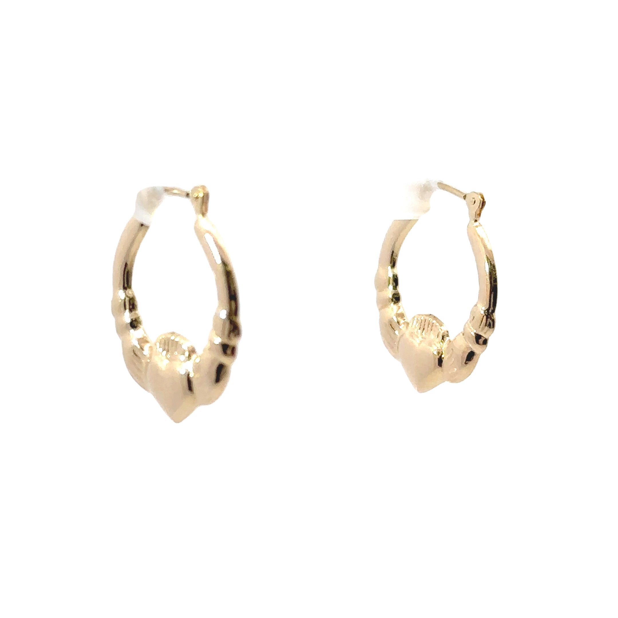 Estate Collection: 14K Yellow Gold Claddagh Hoop Earrings