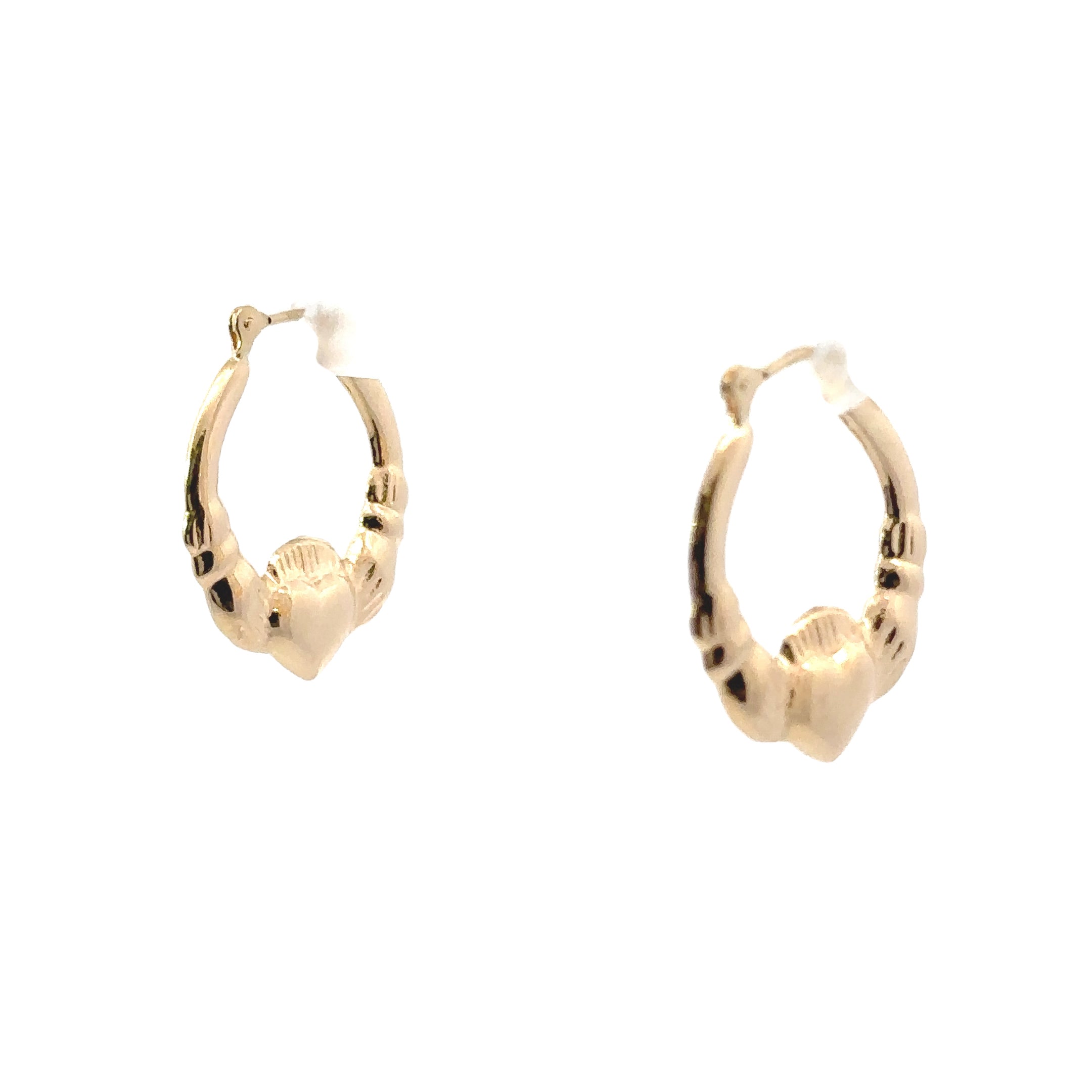 Estate Collection: 14K Yellow Gold Claddagh Hoop Earrings