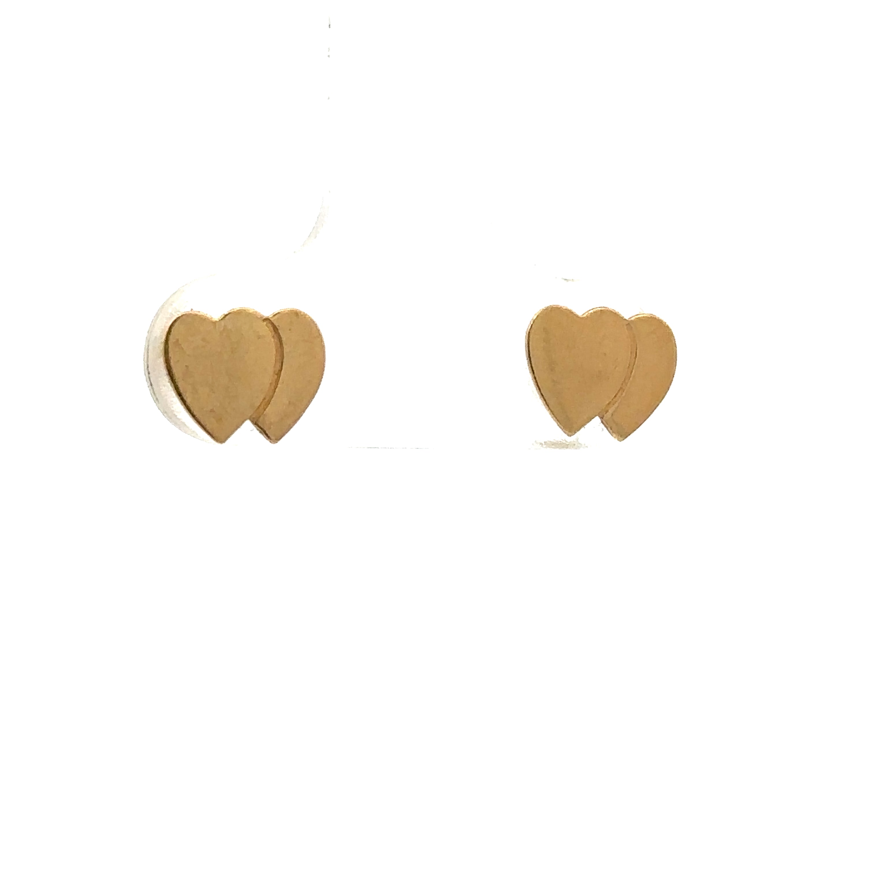 Estate Collection: 14K Yellow Gold Double Heart Stud Earrings