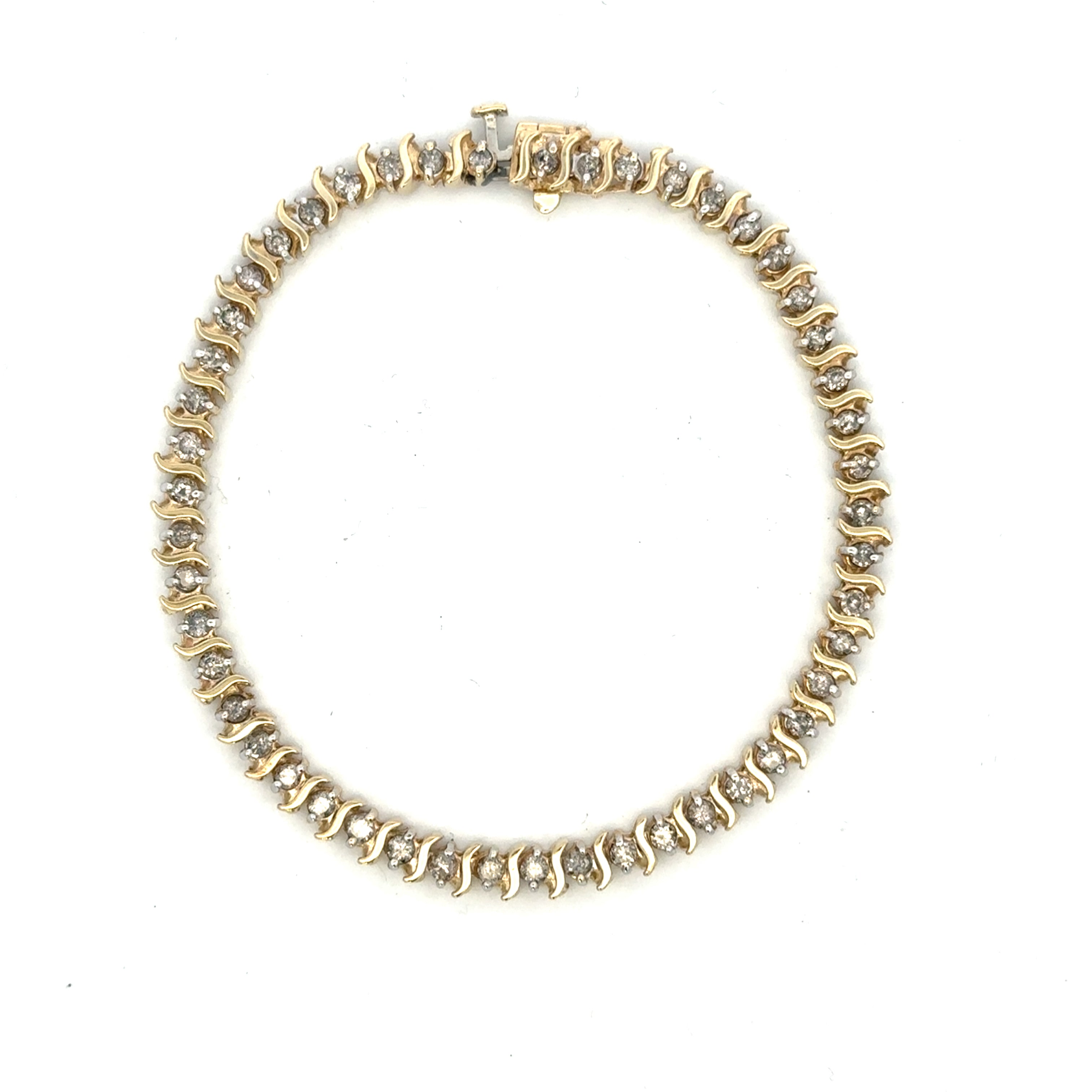 Estate Collection: 14K Yellow Gold 1.45 CTW. Diamond 7" Tennis Bracelet