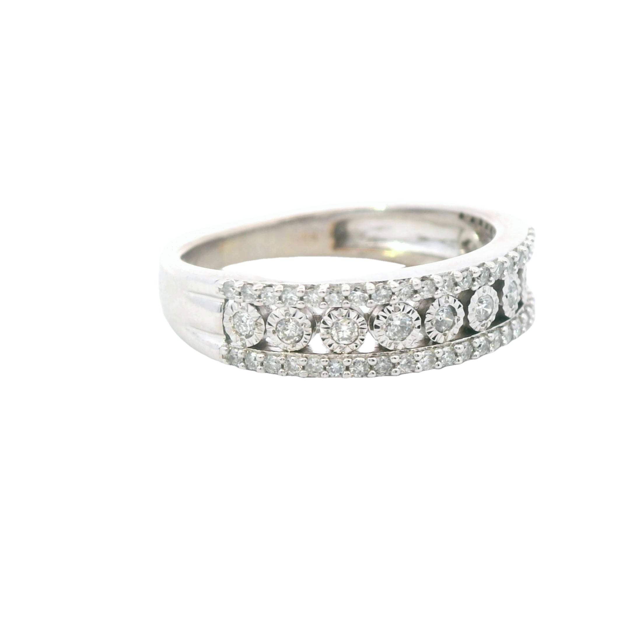 Estate Collection: 10K White Gold Miracle-Set Diamond Accented Anniversary Band