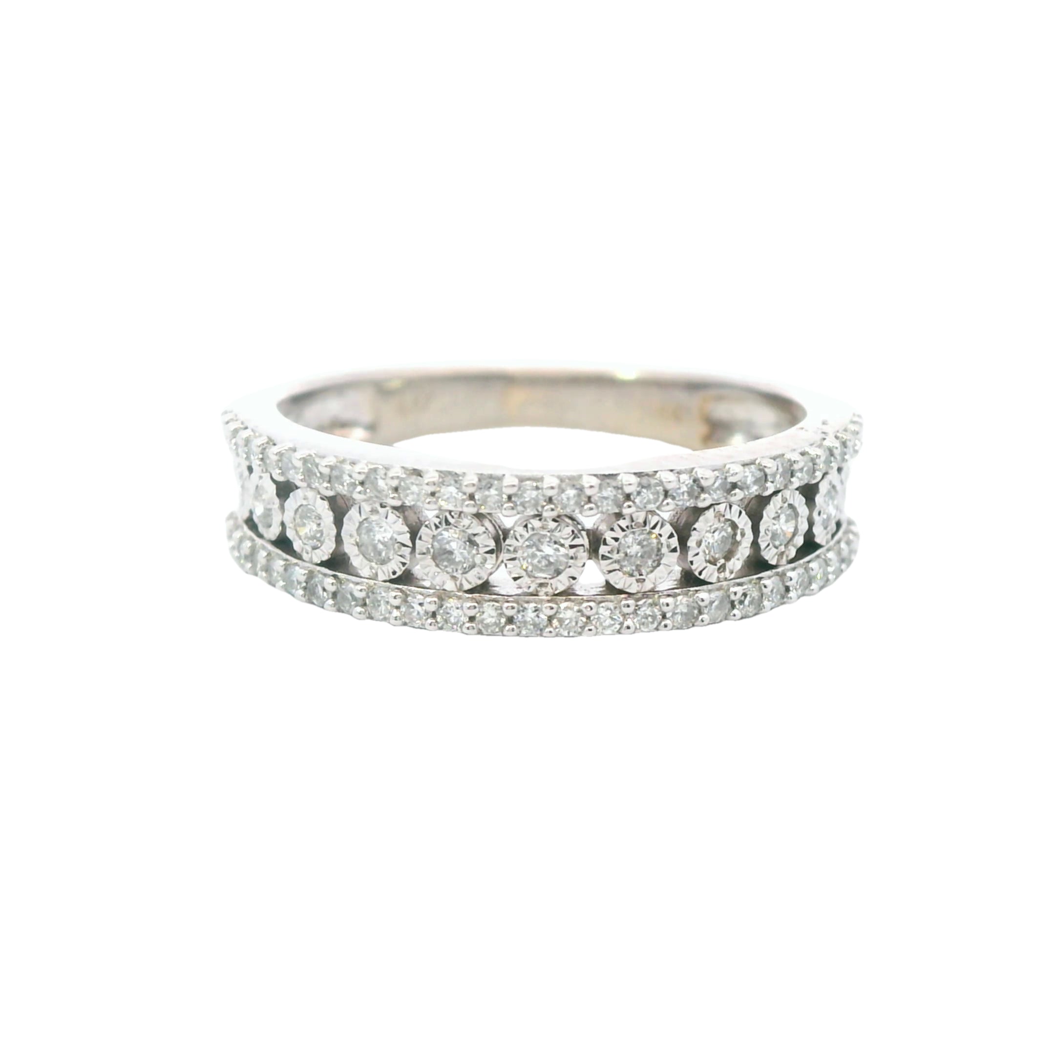 Estate Collection: 10K White Gold Miracle-Set Diamond Accented Anniversary Band