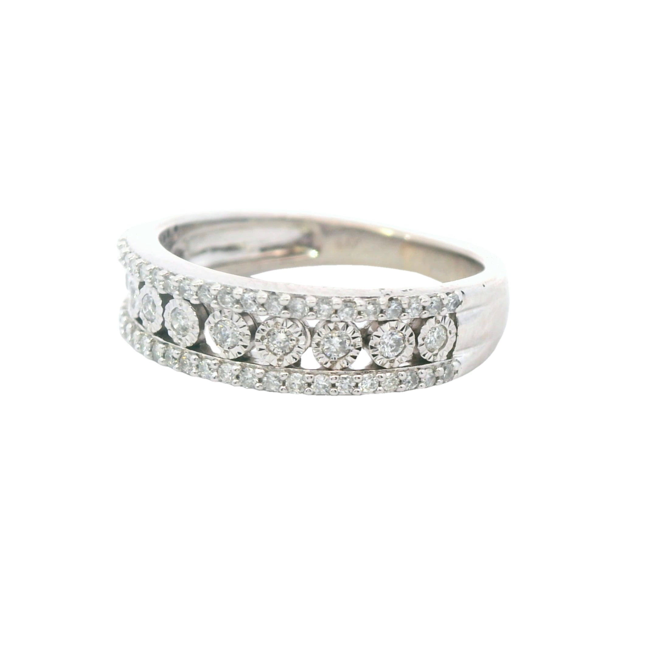 Estate Collection: 10K White Gold Miracle-Set Diamond Accented Anniversary Band