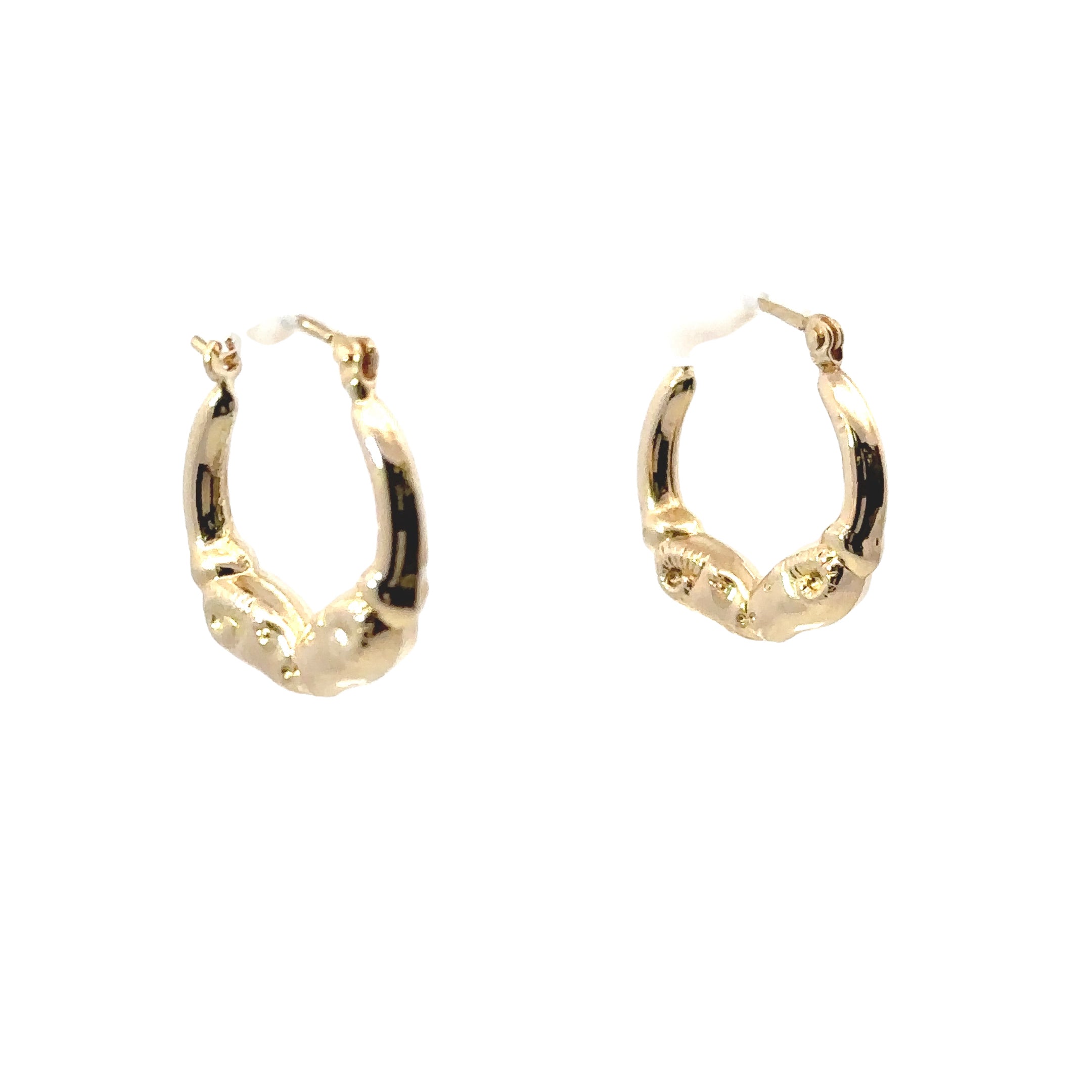 Estate Collection: 14K Yellow Gold Vintage Ram's Head Hoop Earrings