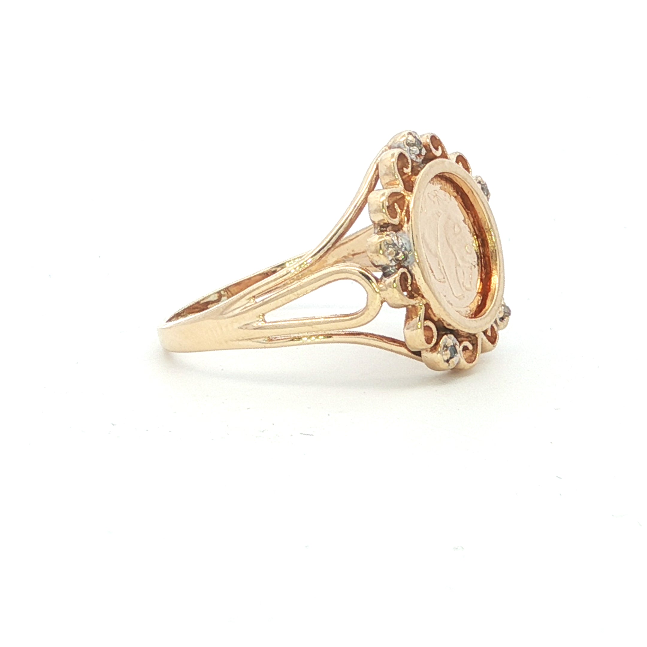 Estate Collection: 10K Yellow Gold Panda Ring With Diamond Accents