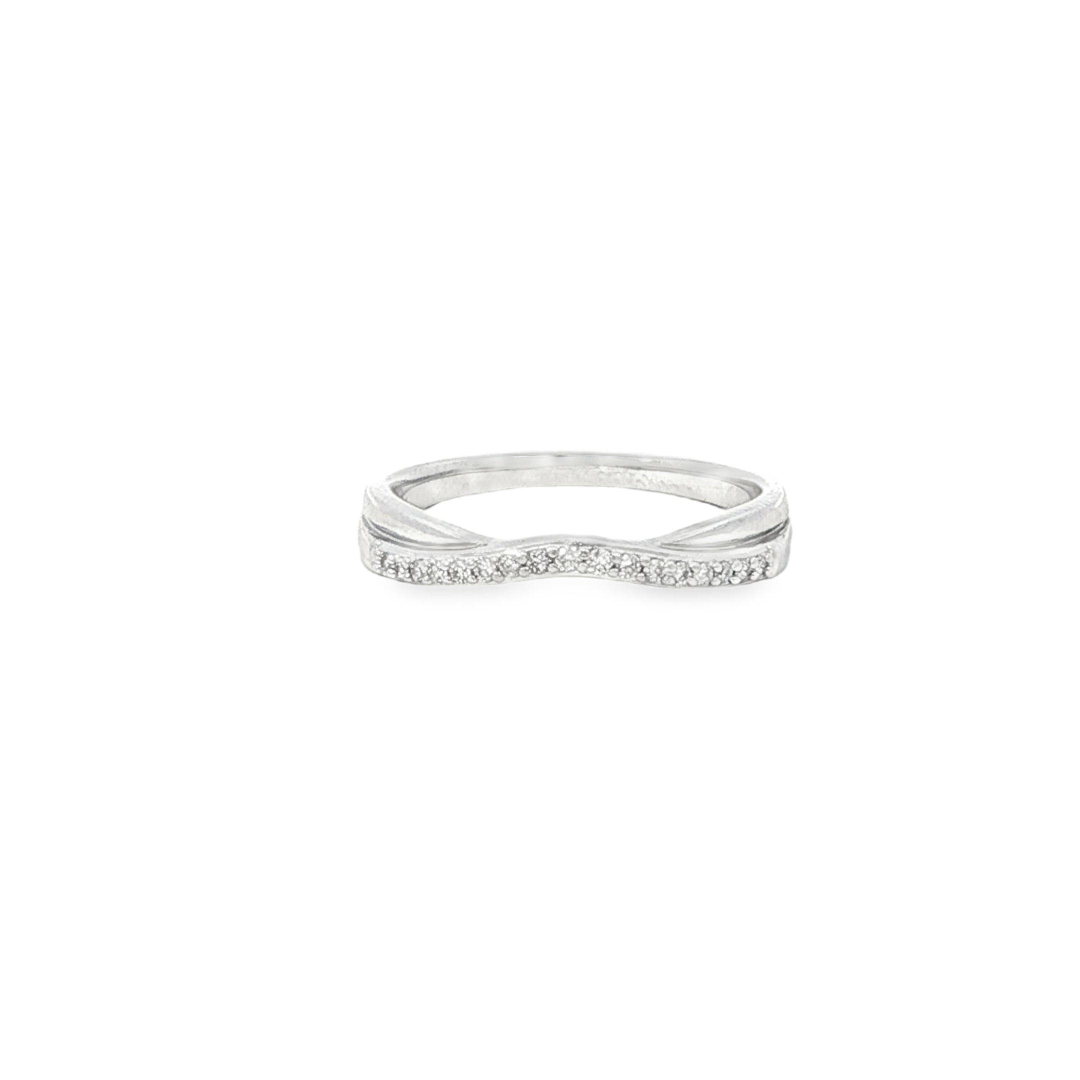 Estate Collection: 14K White Gold 0.2CTW. Diamond Contoured Wedding Band