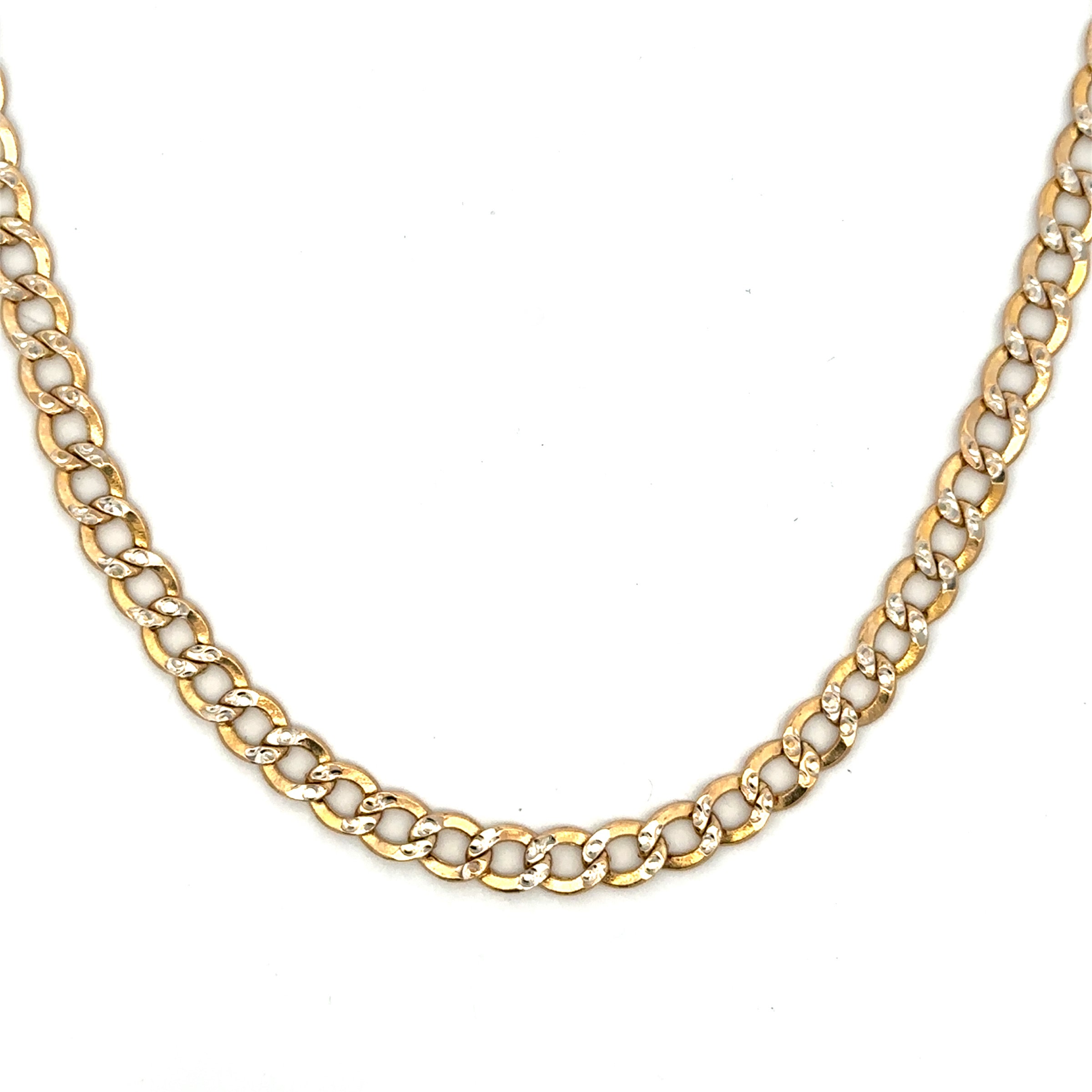 Estate Collection: 10K Yellow Gold 5.2MM 18" Diamond Cut Curb Link Chain