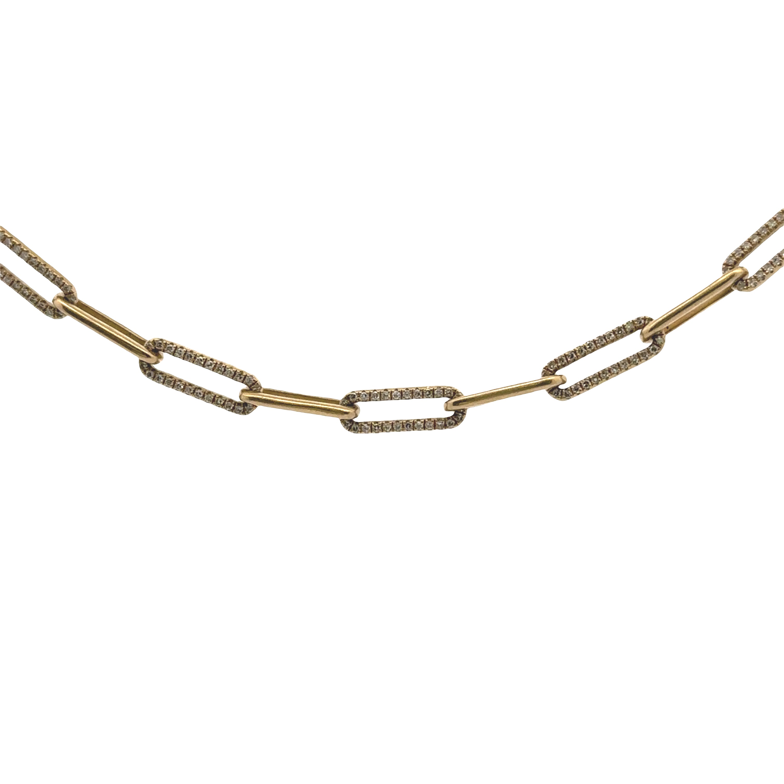 Estate Collection: 14K Yellow Gold Diamond Accented Paperclip Link Chain