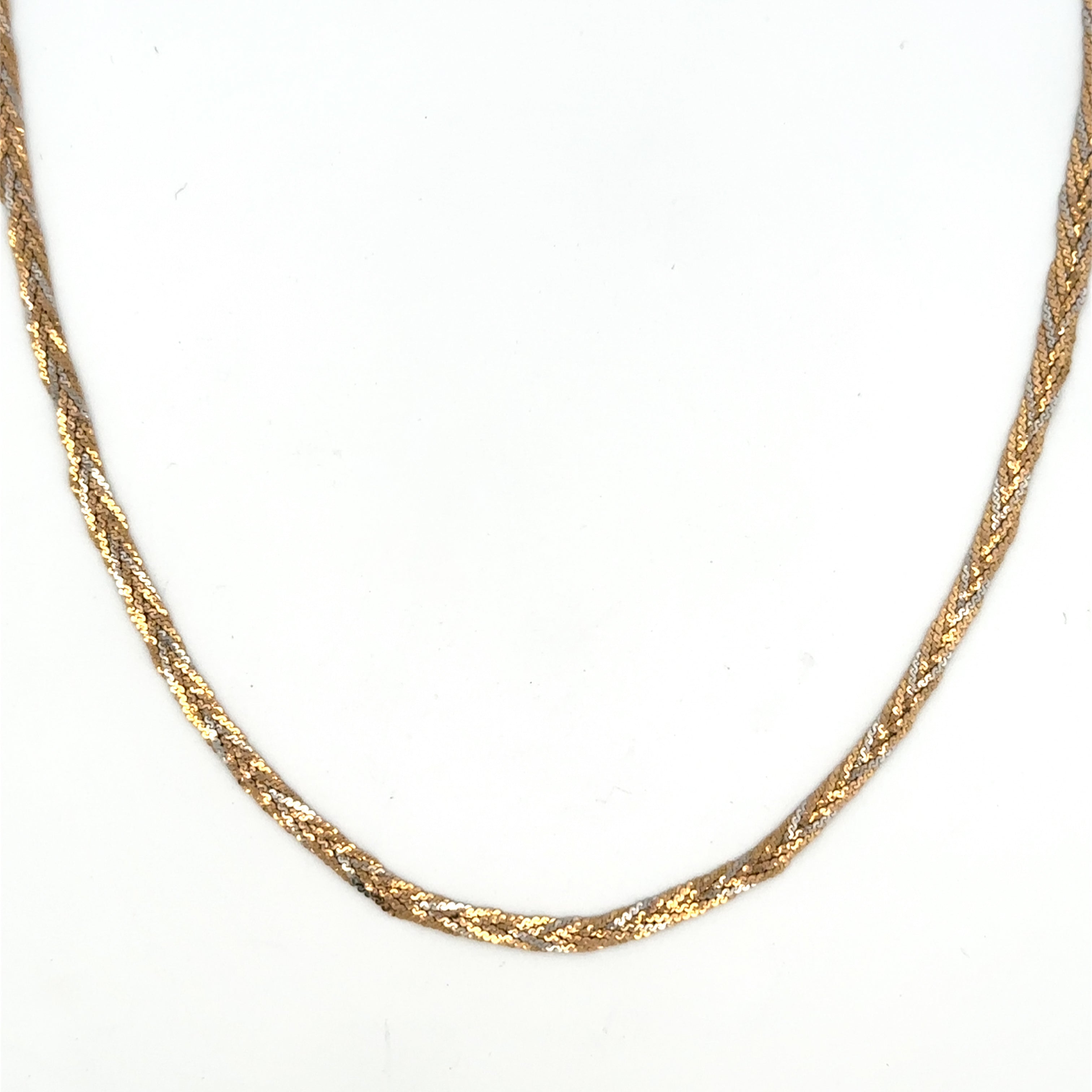 Estate Collection: 14K Two Tone Gold 18" Braided Chain