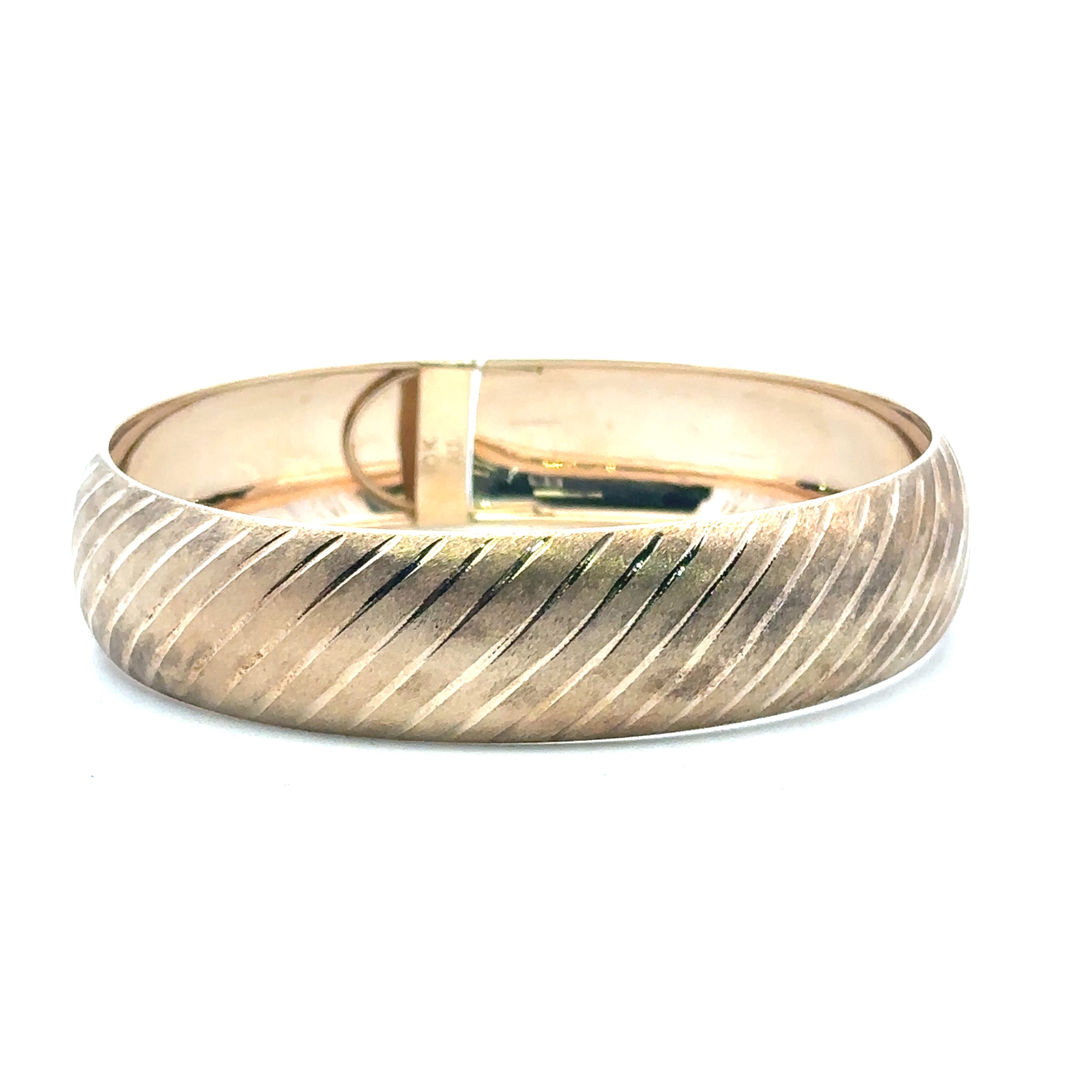 Estate Collection: 10K Yellow Gold Diamond Wide Bangle Bracelet