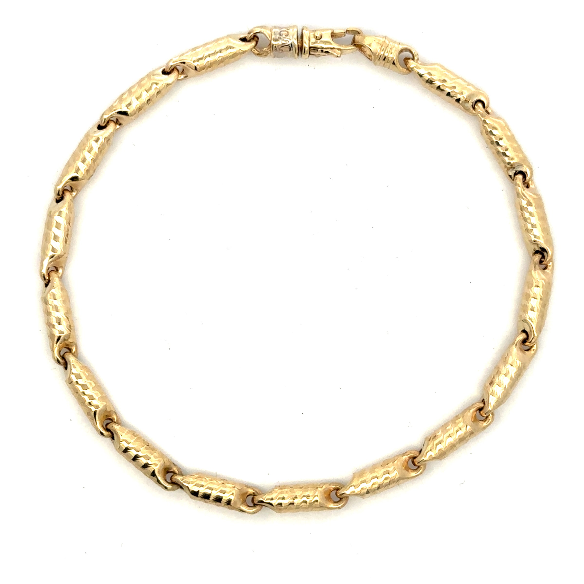 Estate Collection: 10K Yellow Gold 8.5" Fancy Diamond Cut Link Bracelet