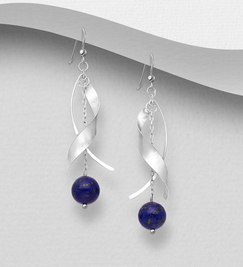 Sterling Silver Lapis Lazuli Freeform Hook Earrings