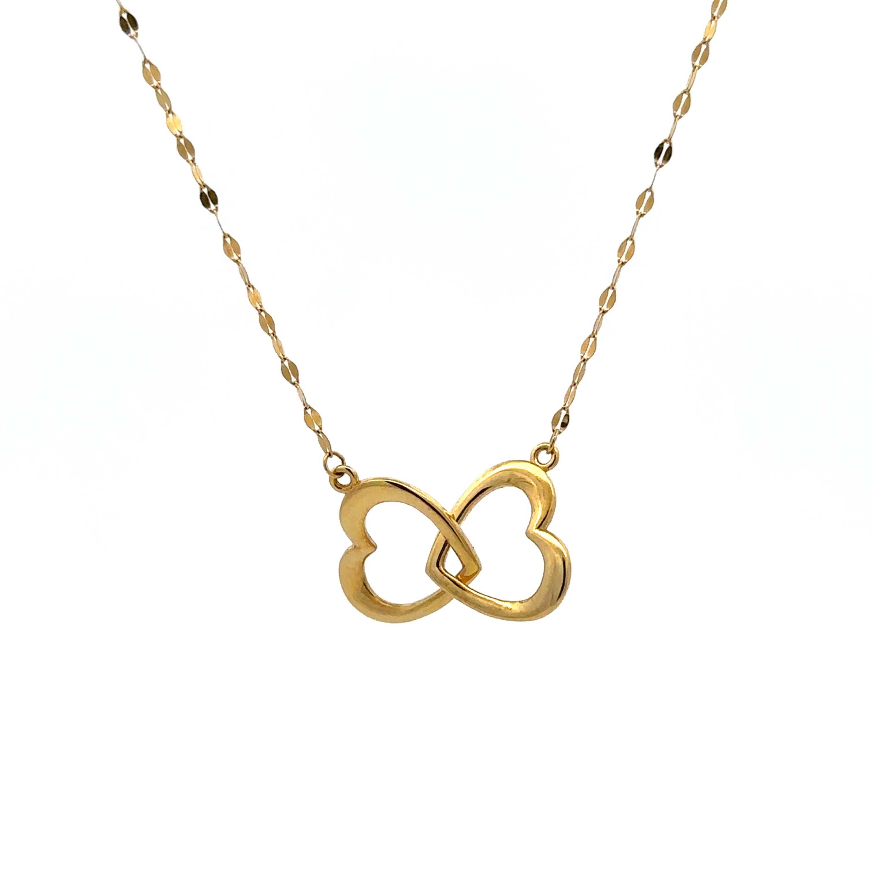 Estate Collection: 10K Yellow Gold Interlocking Hearts 18" Necklace
