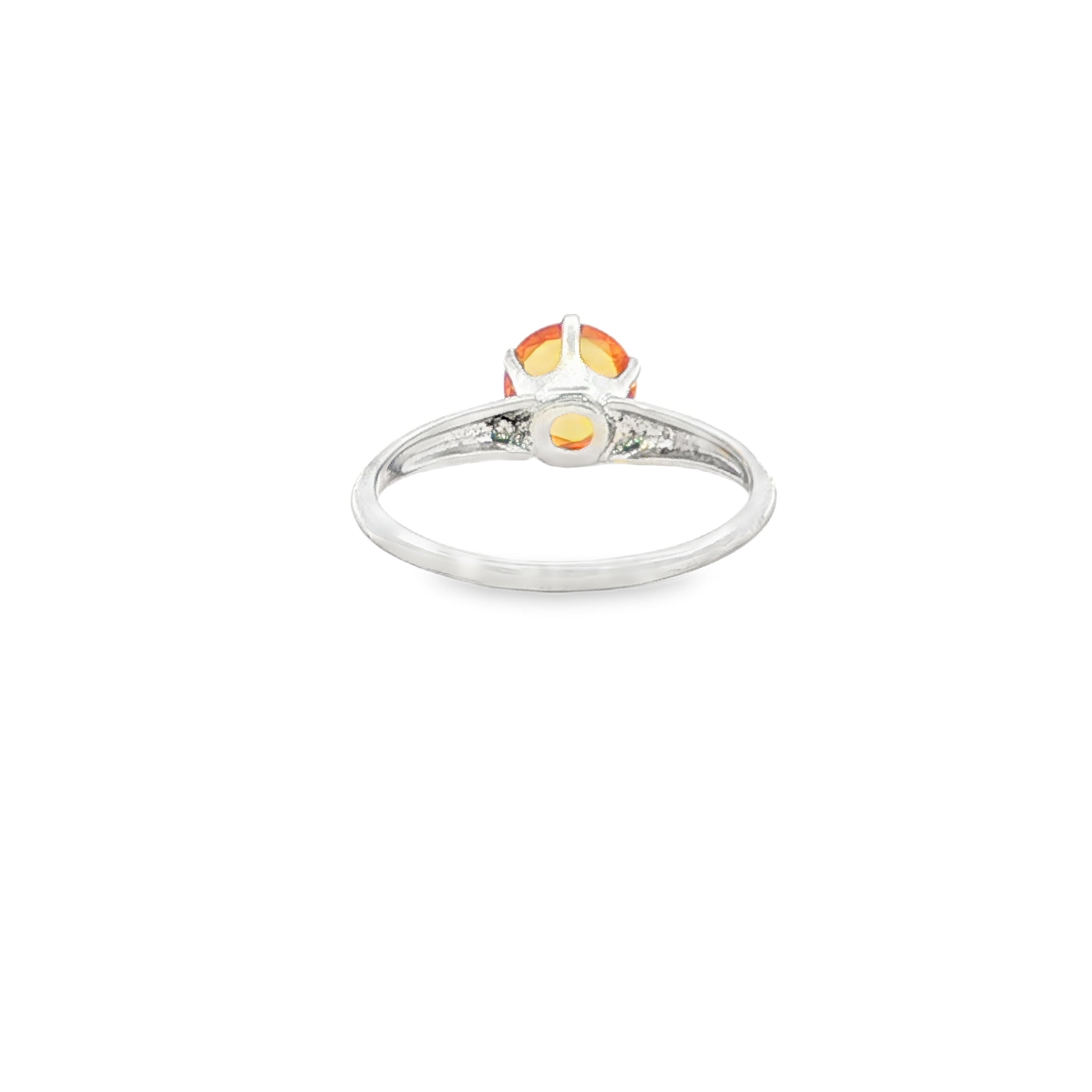 Estate Collection: 10K White Gold Round Citrine 6-Prong Solitaire Ring