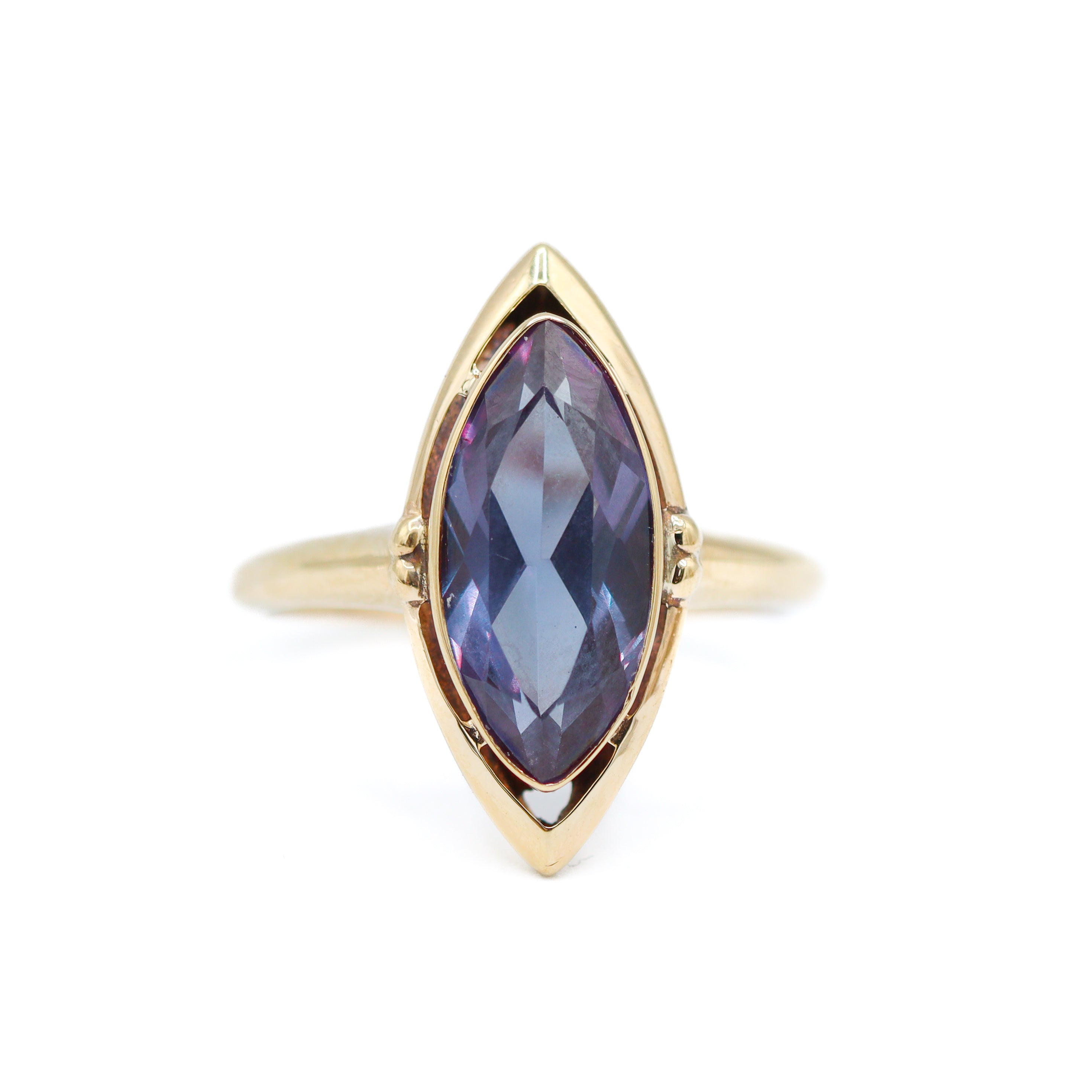 Estate Collection: 10K Yellow Gold Marquise Purple Gemstone Ring