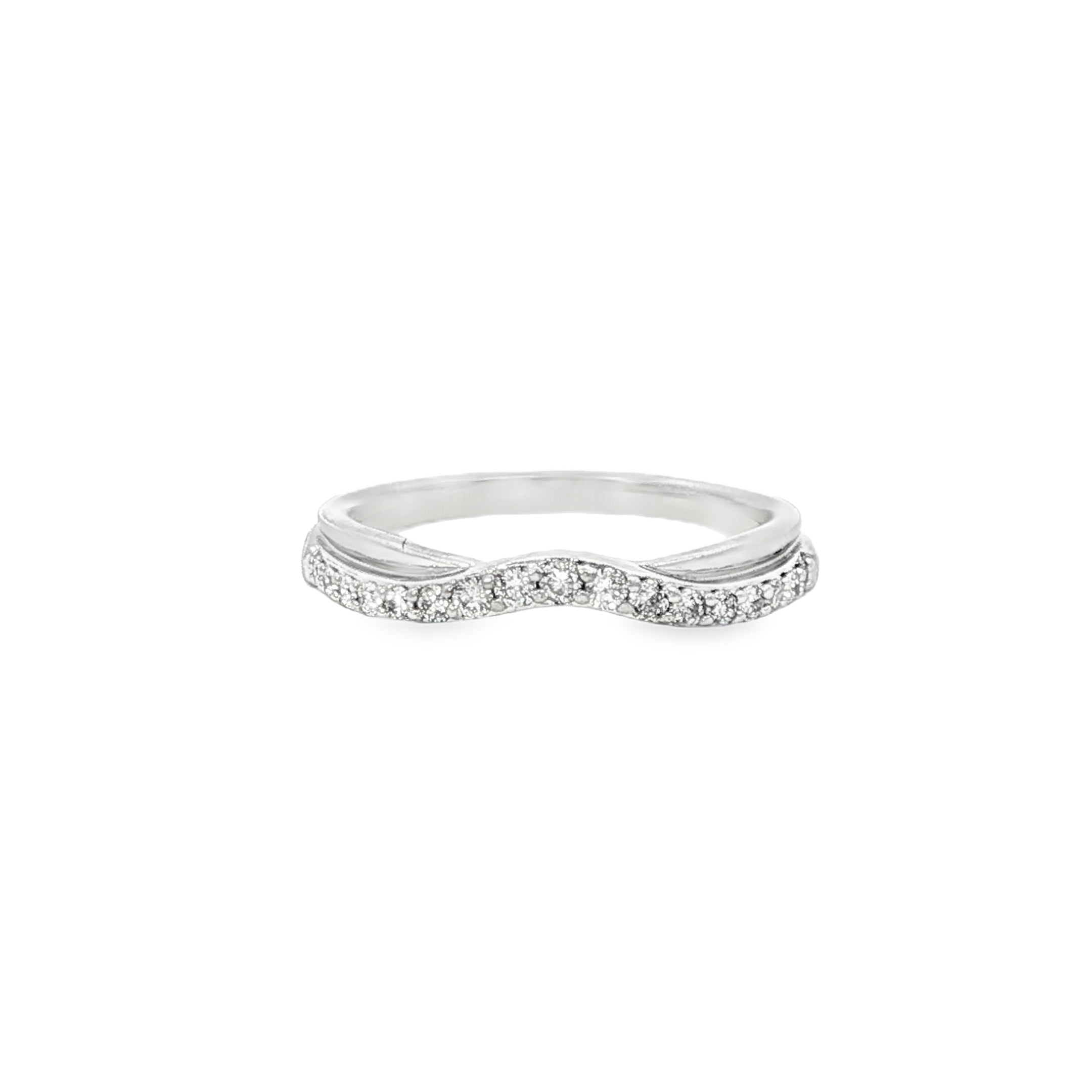 Estate Collection: 14K White Gold 0.25CTW. Diamond Contoured Wedding Band