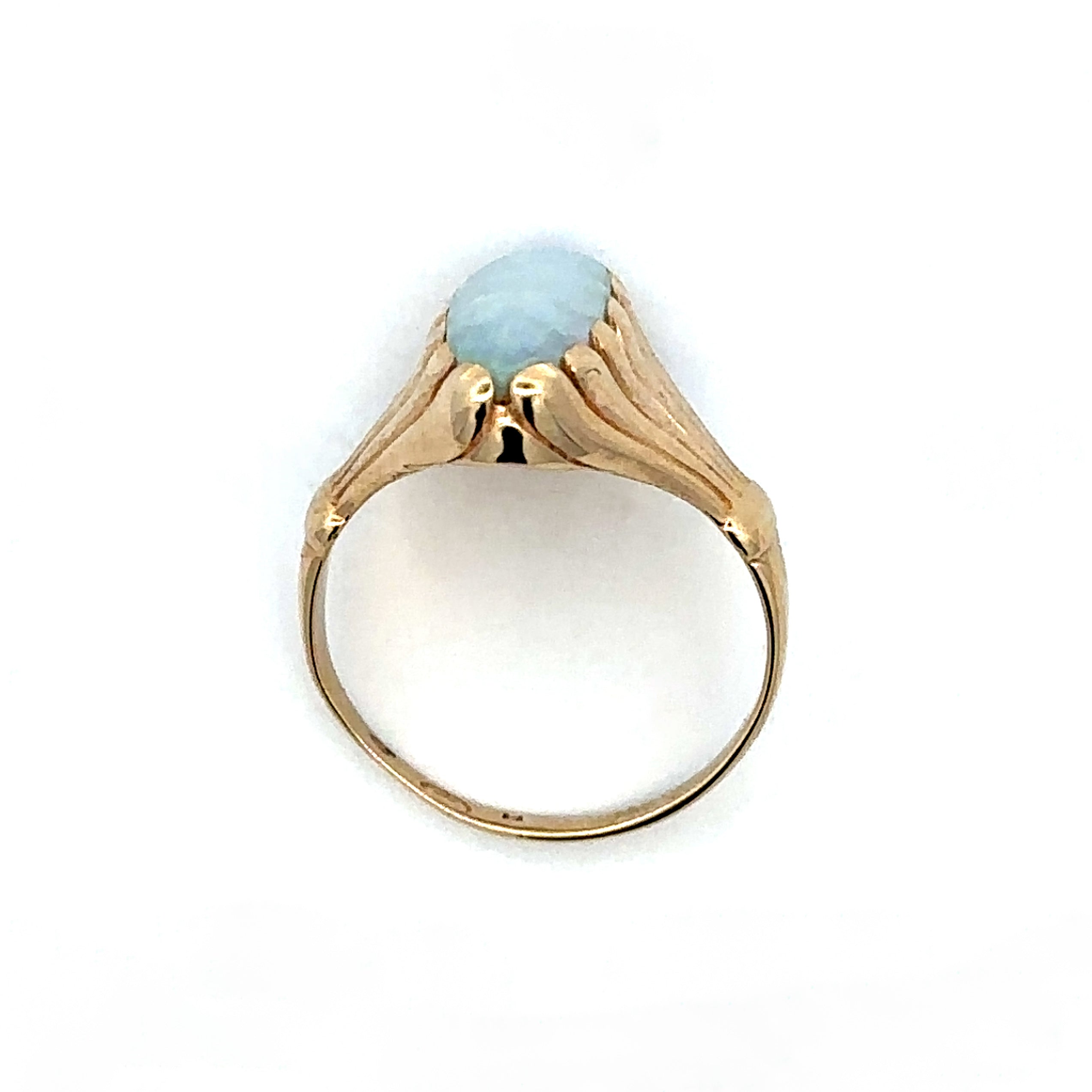 Estate Collection: 14K Yellow Gold Created Opal Pinkie Ring